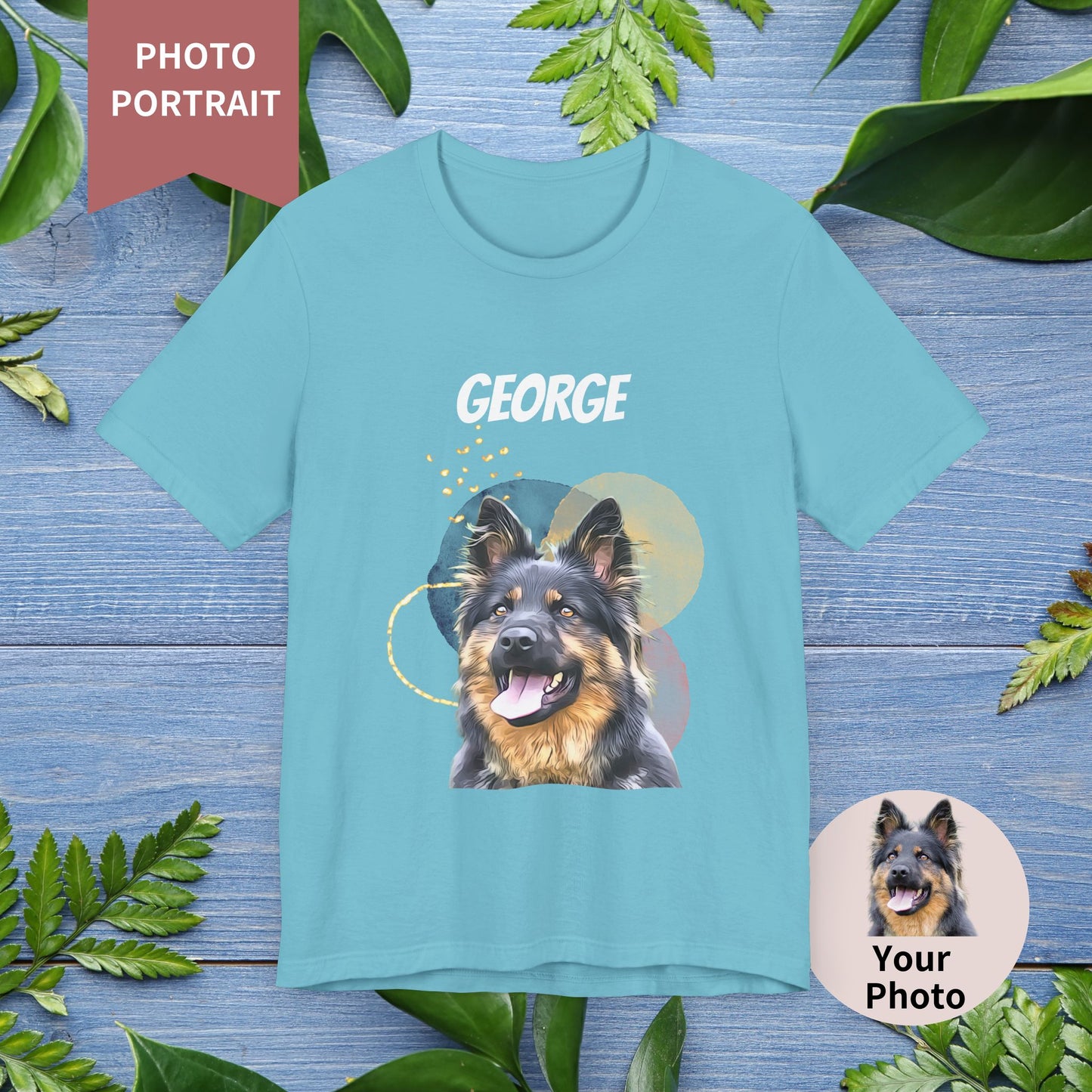 Custom Pet Portrait T-Shirt, Watercolor Background - furevermama