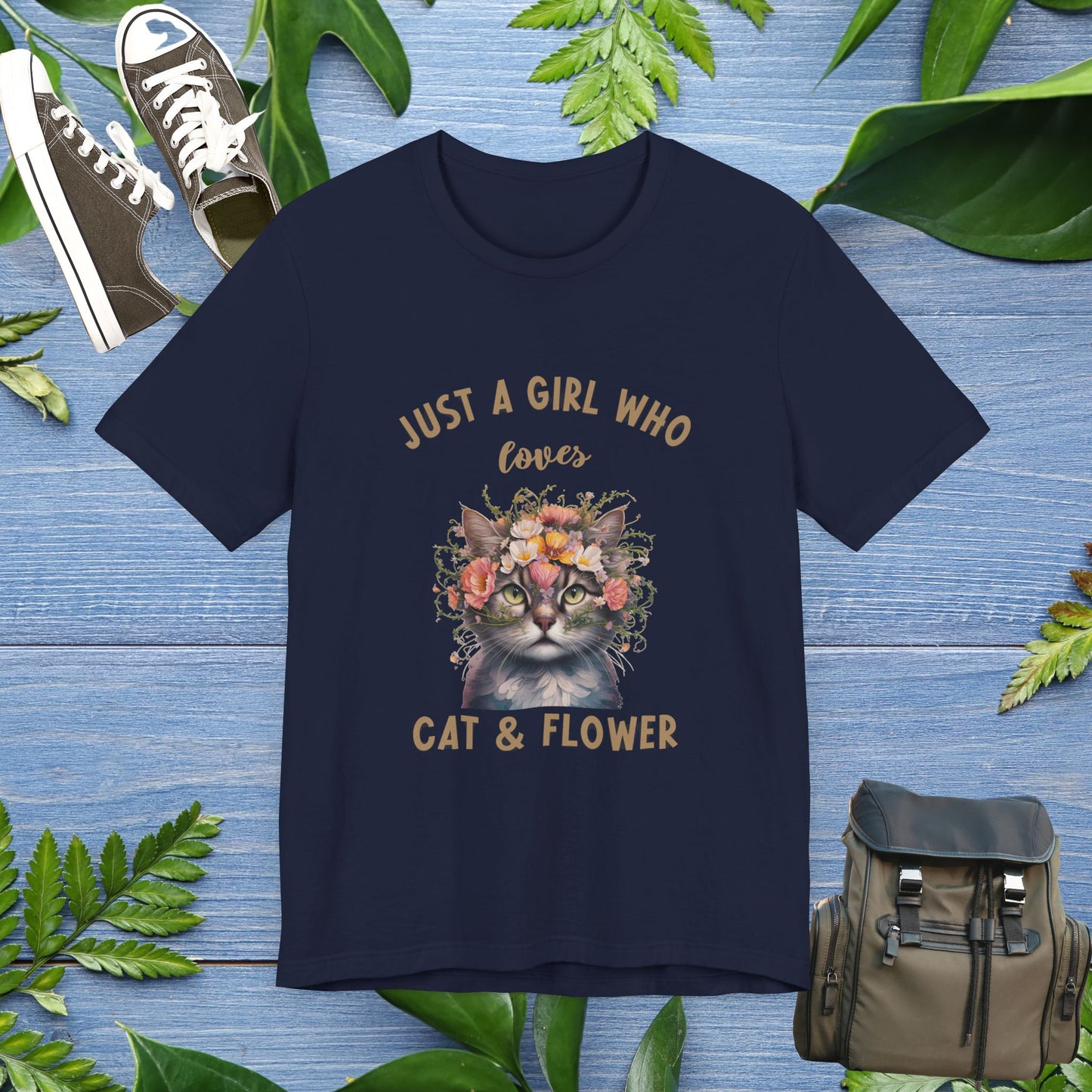 Just A Girl Loves Cat and Flower T-Shirt - furevermama