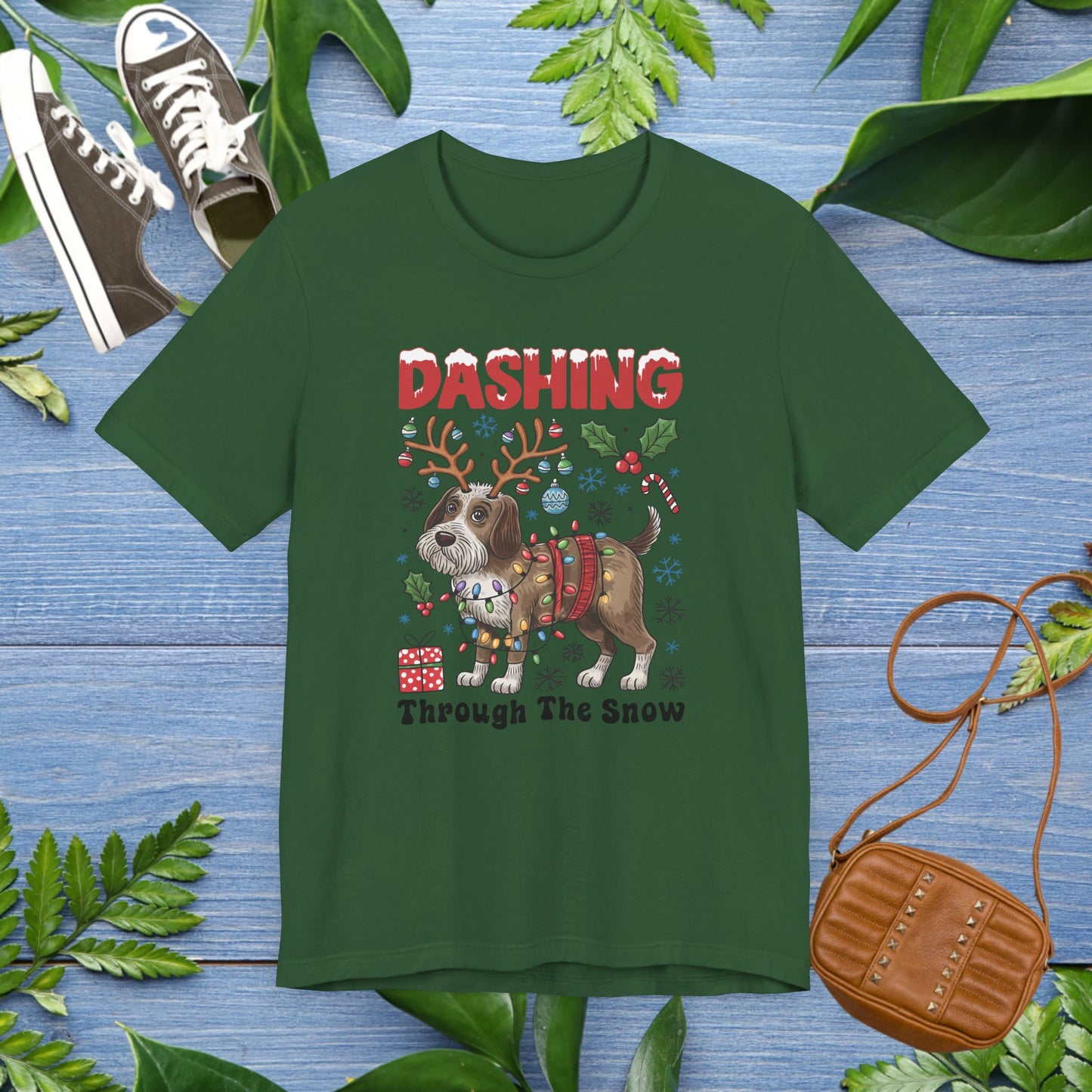 Dashing Through the Snow Dog Unisex T-Shirt - furevermama