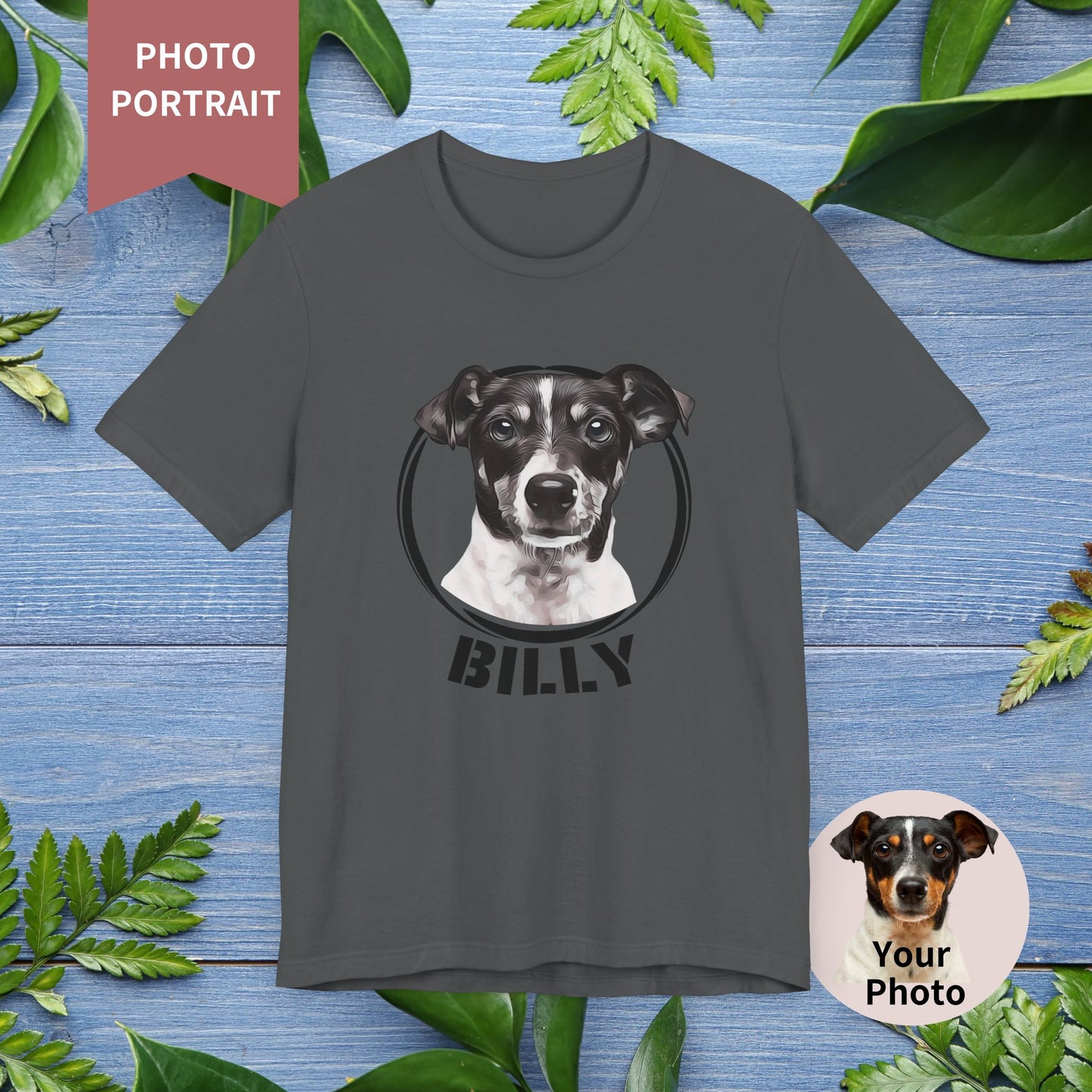Custom Pet Portrait T-Shirt, Black and White - furevermama