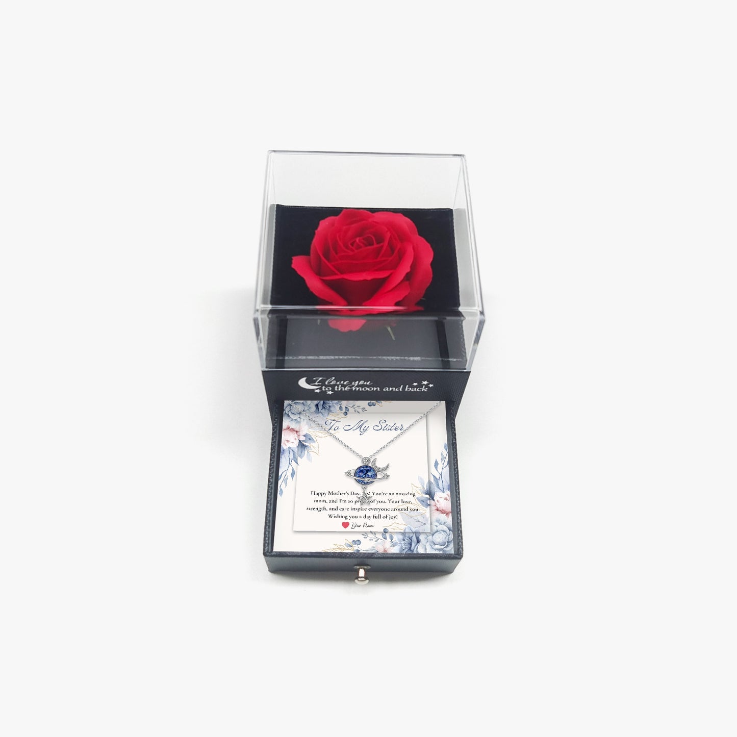Moon and Star Necklace with Gift Box - For Sister - furevermama