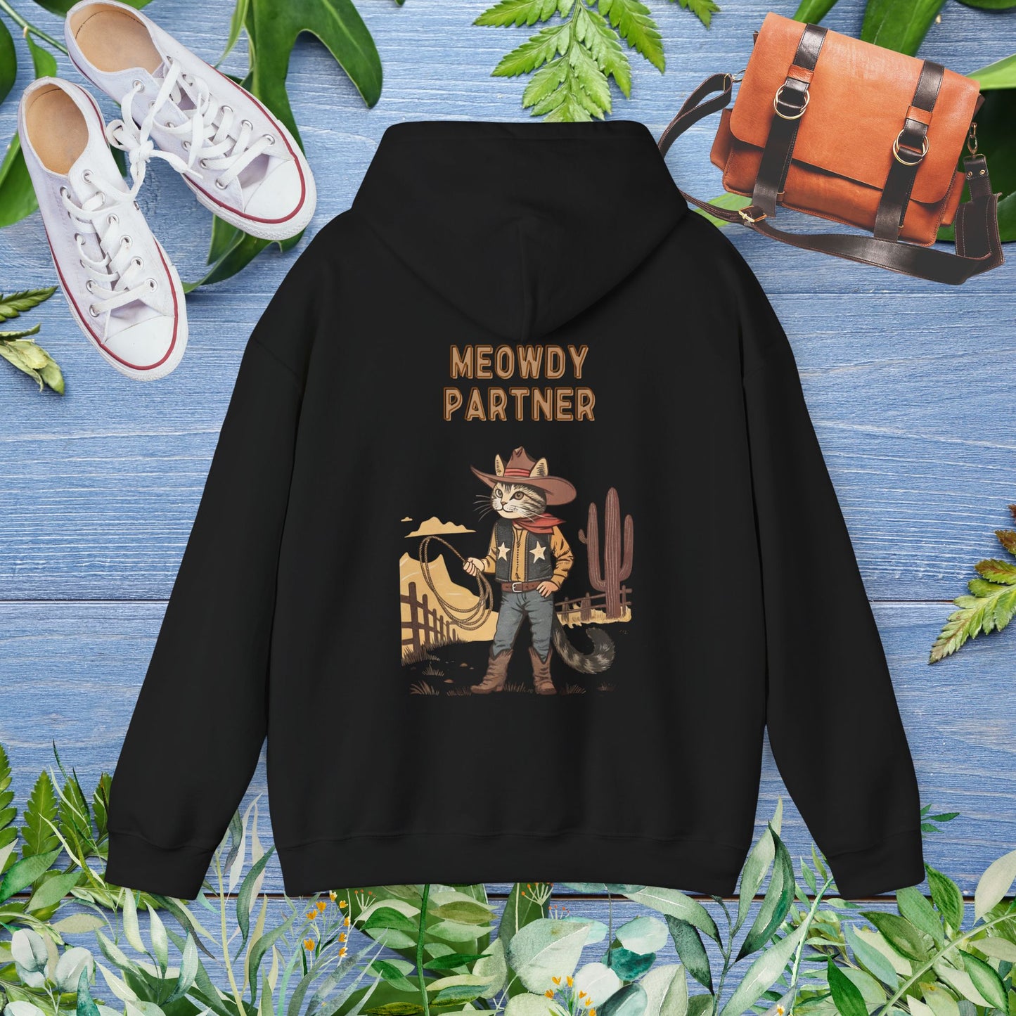 The Meowdy Partner Cat Unisex Hoodie (Back Print) - furevermama
