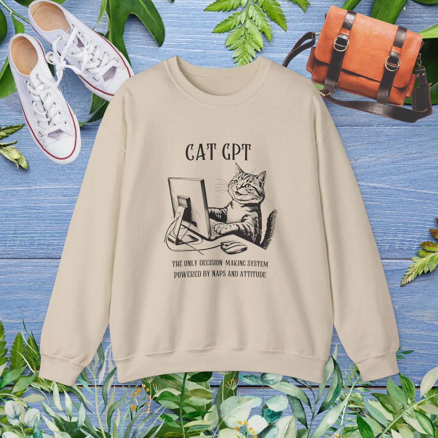 CAT GPT Sweatshirt - Funny Crewneck Sweatshirt For Cat Lover - furevermama