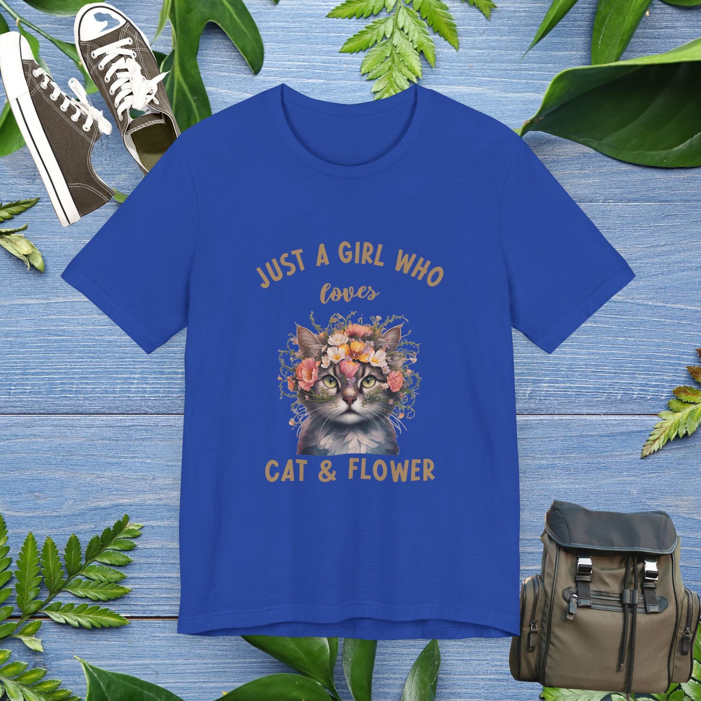 Just A Girl Loves Cat and Flower T-Shirt - furevermama