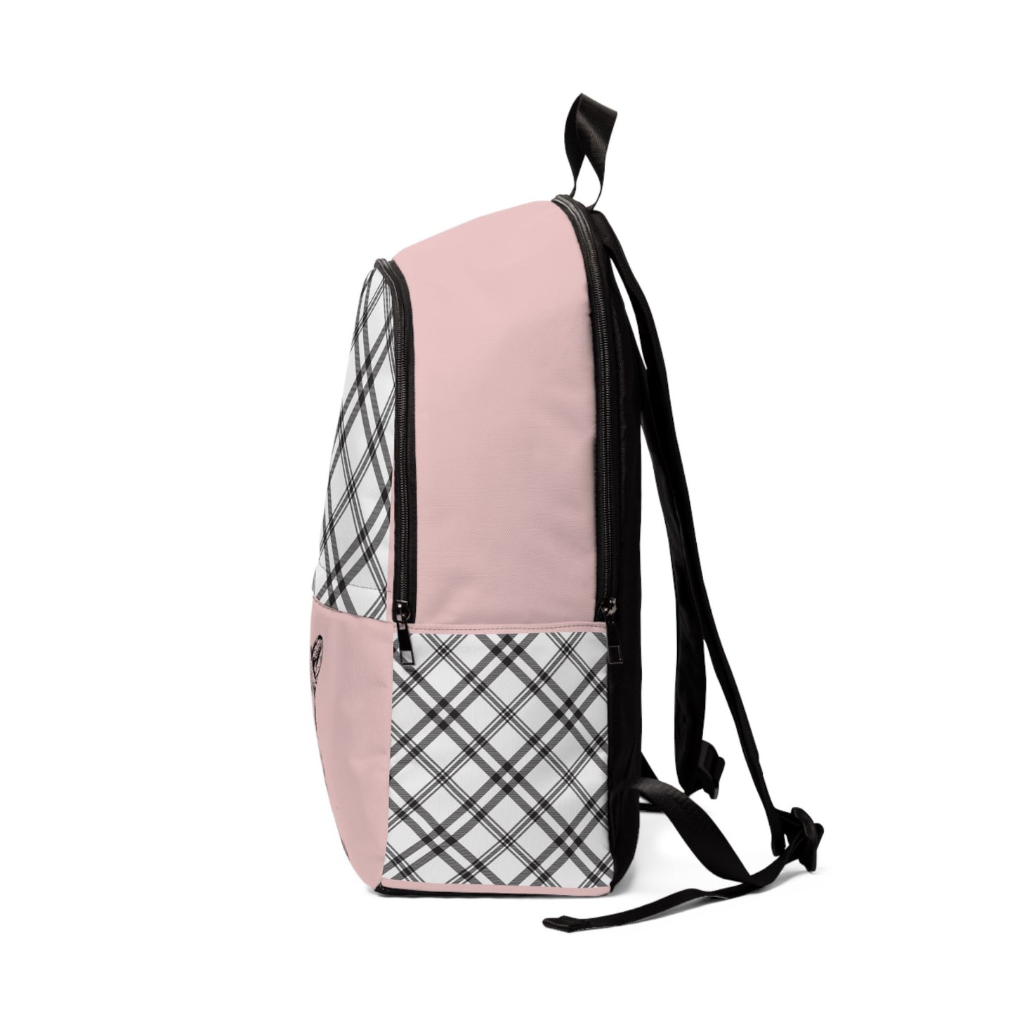 Backpack with Custom Pet Sketch and Check Pattern Design - furevermama