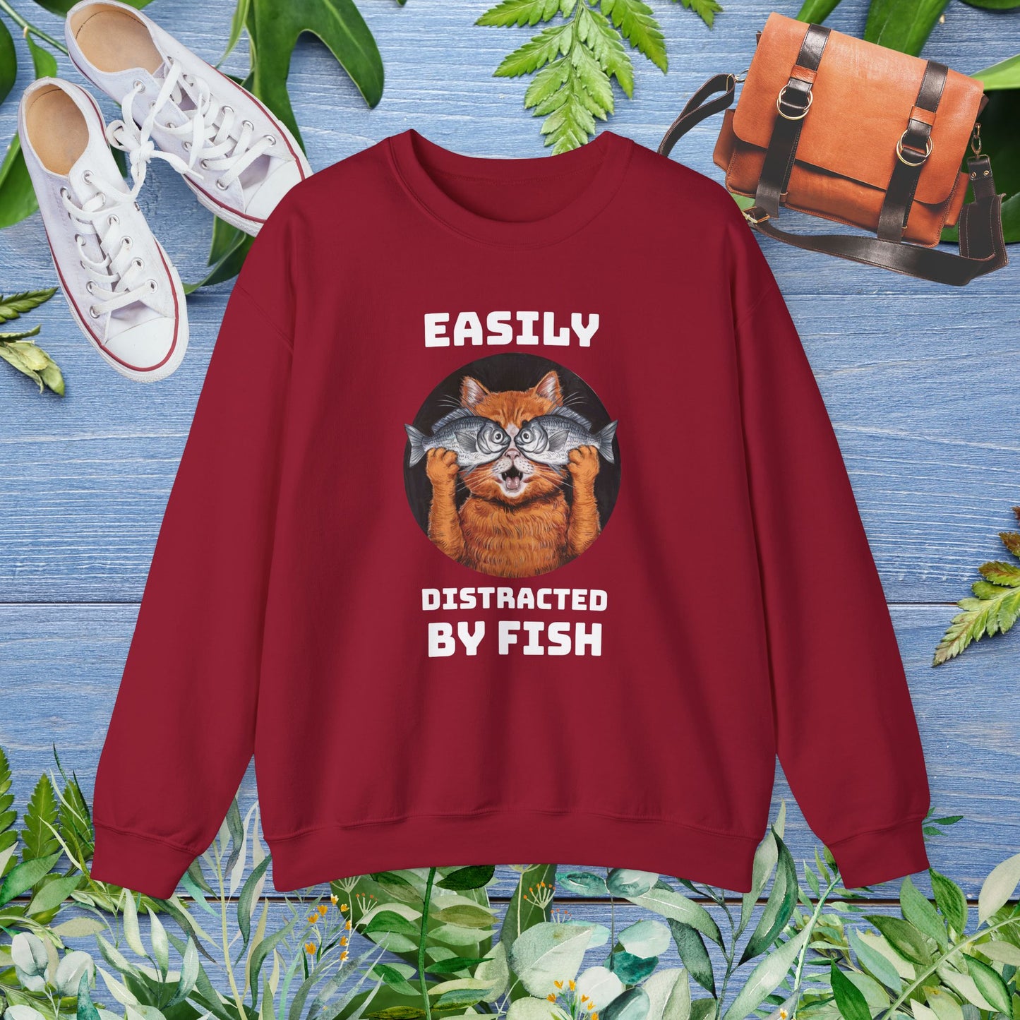 Easily Distracted by Fish, Cat Sweatshirt - furevermama