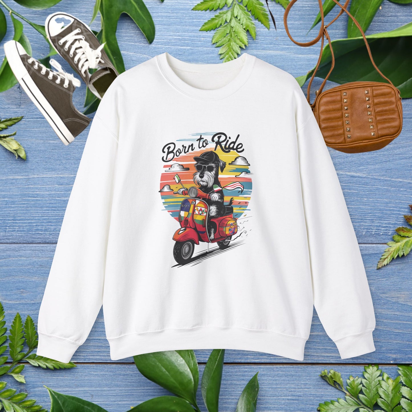 Sweatshirt Dog Born to Ride Unisex Heavy Blend Crewneck - furevermama