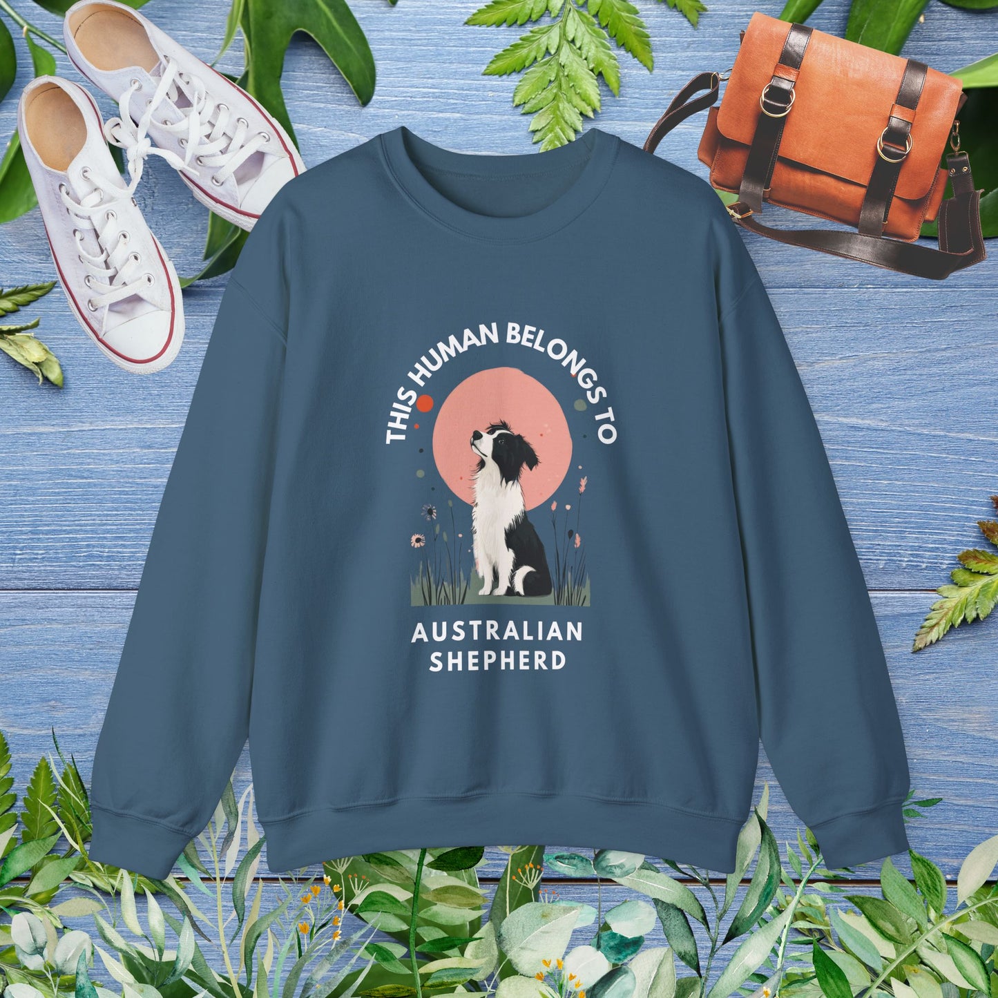 This Human Belongs To Australian Shepherd Unisex Sweatshirt - furevermama