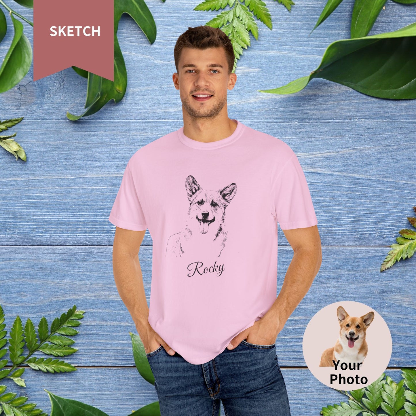 Custom Pet Sketch Unisex T-Shirt - Comfort Color - furevermama