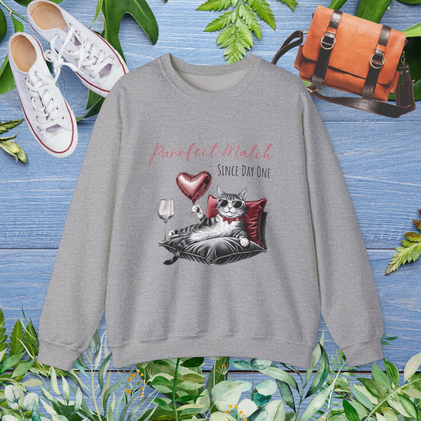 Cat Lover Crewneck Sweatshirt - Purrfect Match Since Day One - furevermama
