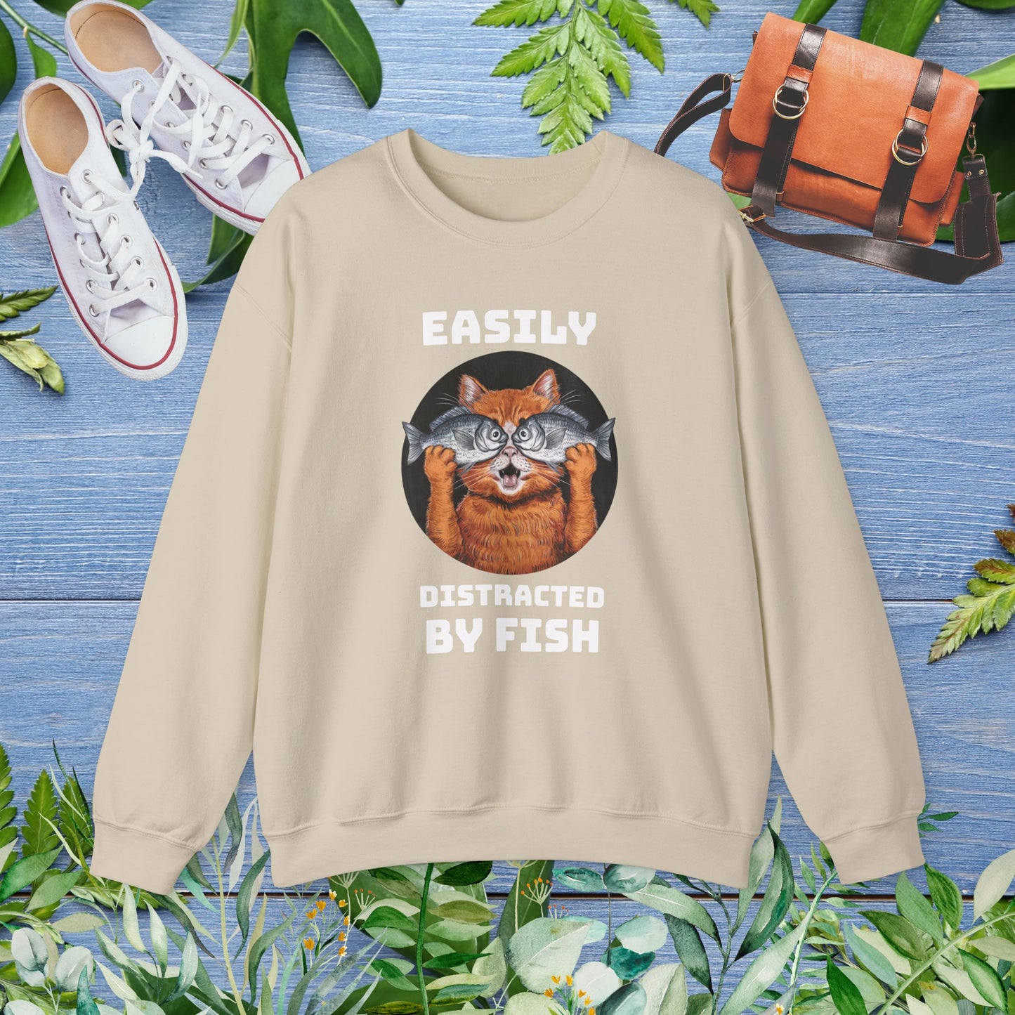 Easily Distracted by Fish, Cat Sweatshirt - furevermama