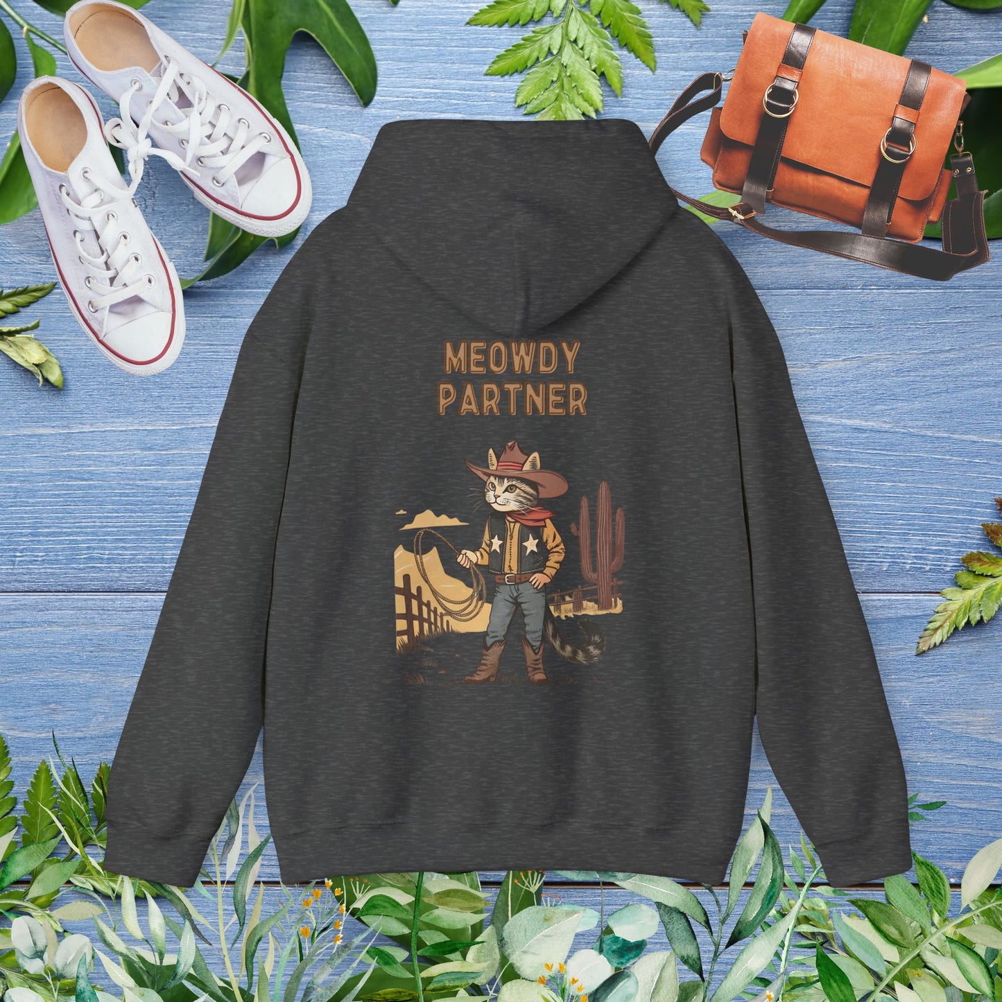 The Meowdy Partner Cat Unisex Hoodie (Back Print) - furevermama