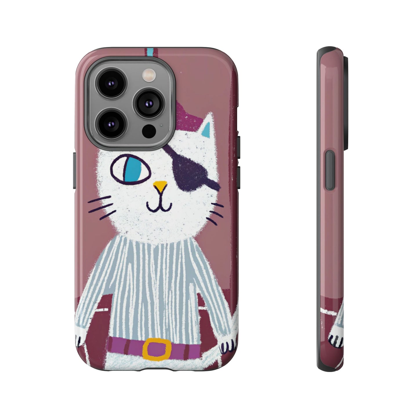 Phone Cases - Hand-Drawn Pirate Cat Design for Cat Lovers