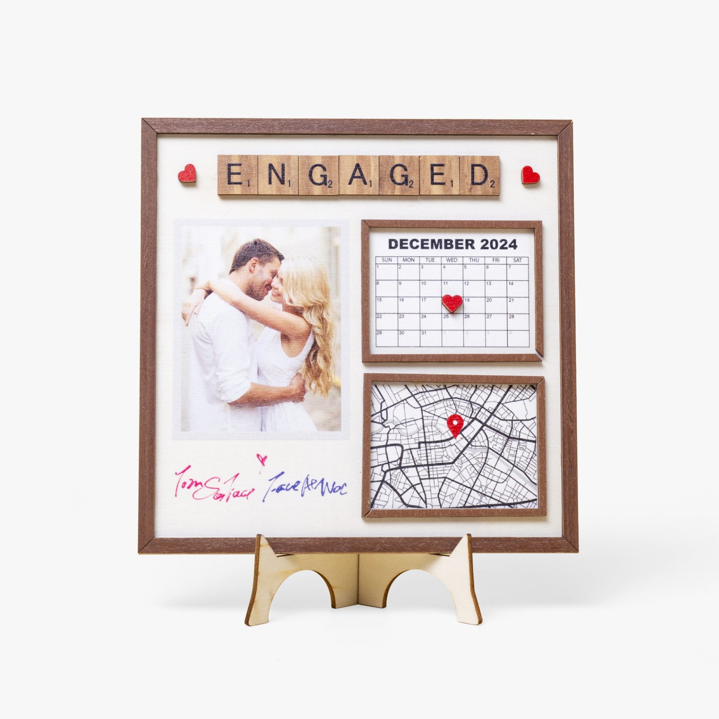 Wooden Photo Frame - Personalised Engagement Gift - furevermama