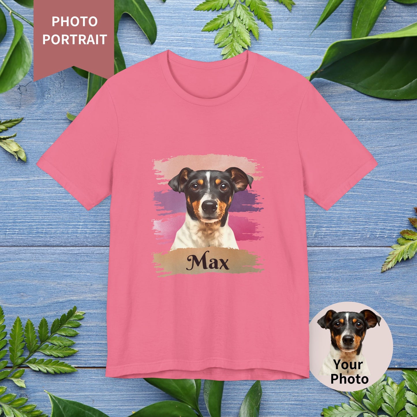Custom Pet Portrait T-Shirt, Pink Brush Edition - furevermama