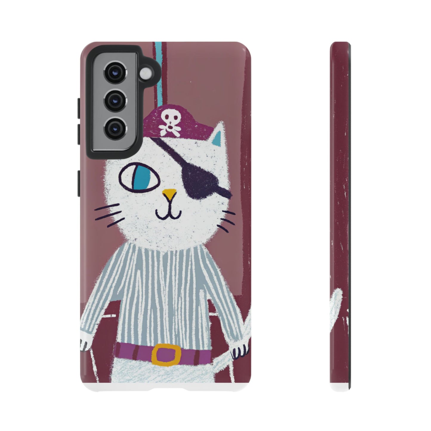 Phone Cases - Hand-Drawn Pirate Cat Design for Cat Lovers