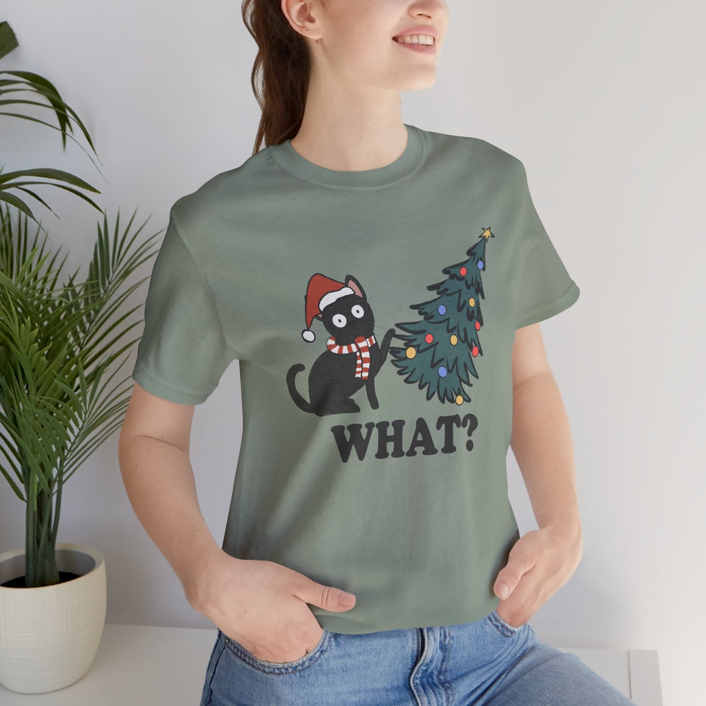 Christmas Tree & Cat Unisex Short Sleeve T-Shirt - furevermama