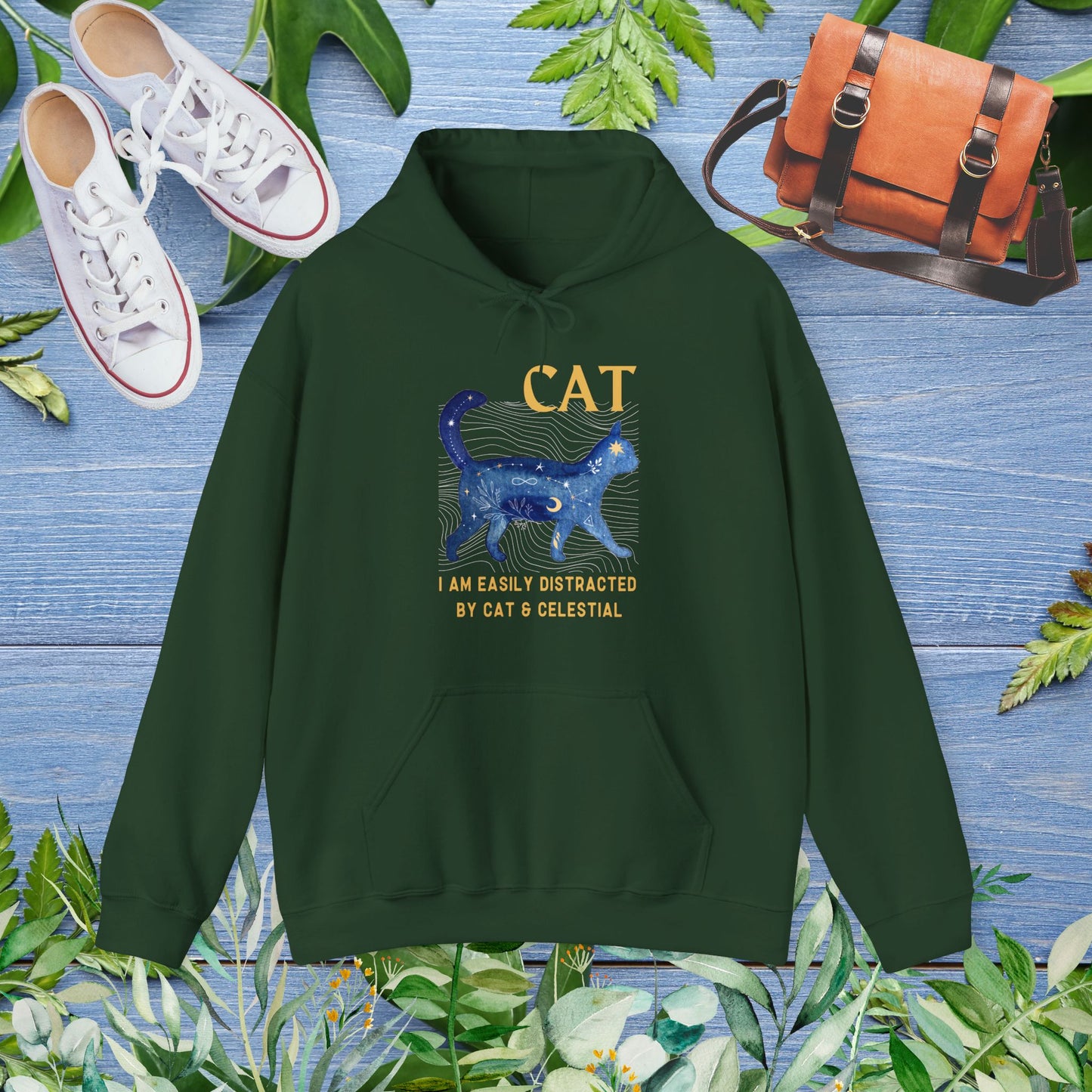 Cat and Celestial Unisex Hoodie - furevermama