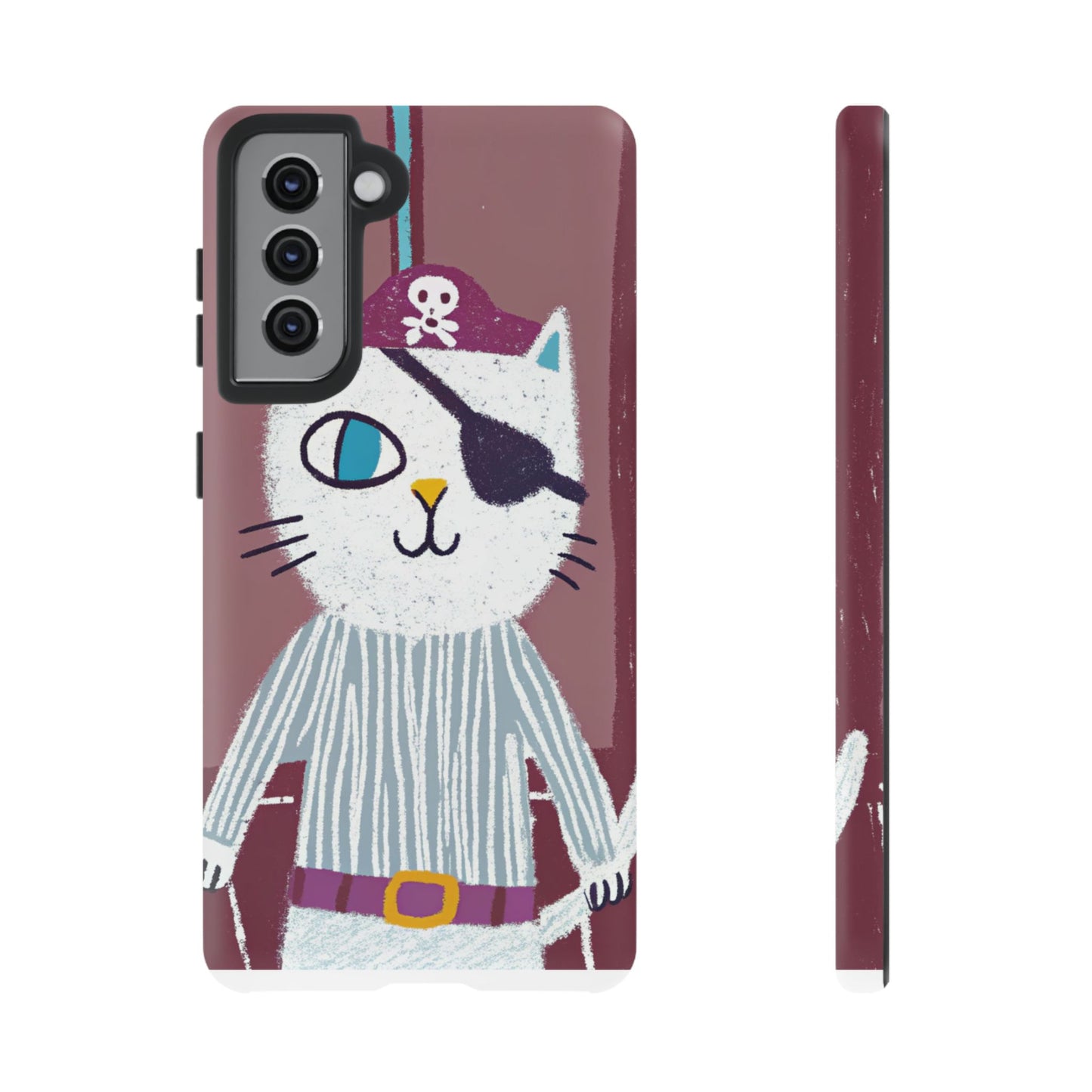 Phone Cases - Hand-Drawn Pirate Cat Design for Cat Lovers