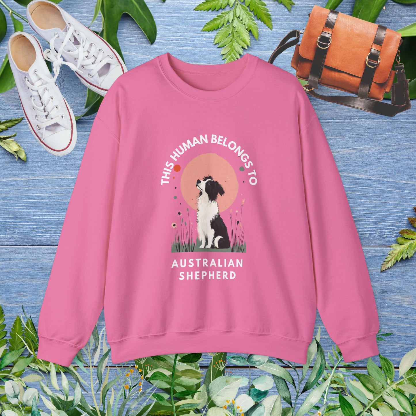 This Human Belongs To Australian Shepherd Unisex Sweatshirt - furevermama