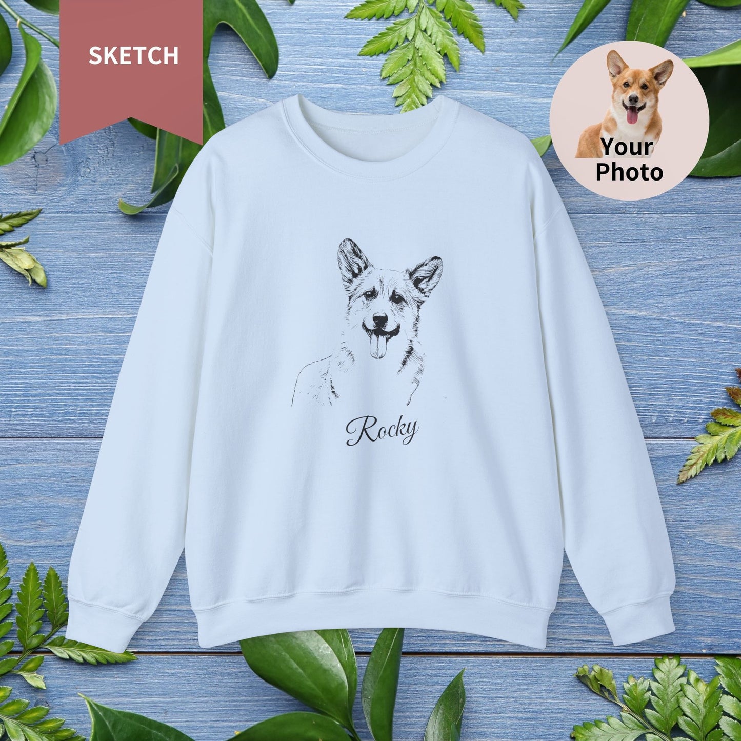 Custom Pet Sketch Crewneck Sweatshirt - furevermama