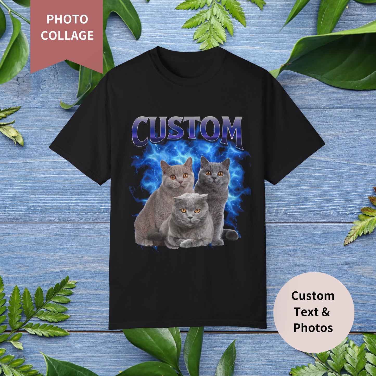 Photo Collage T-Shirt - Custom Pet Photo, Comfort Color Unisex T-shirt - furevermama