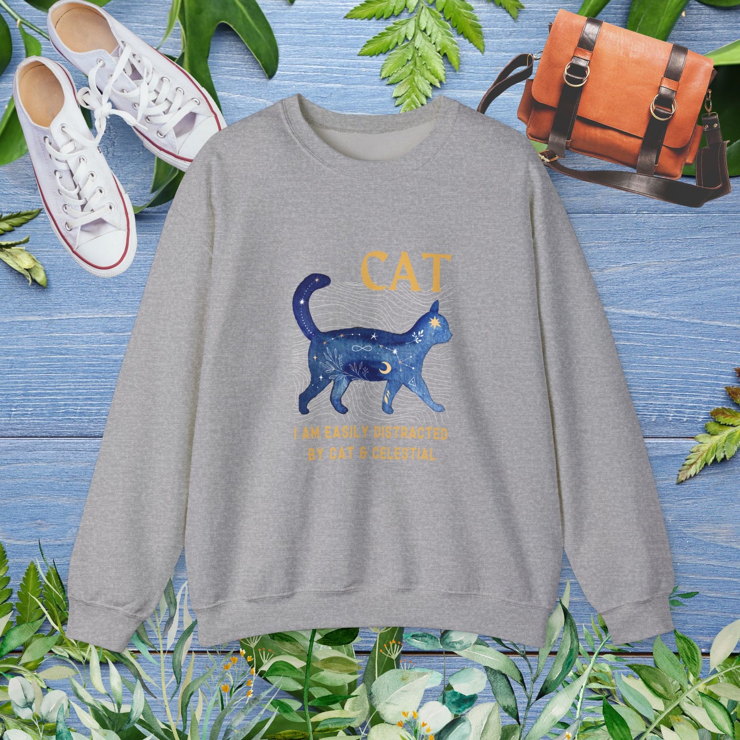Cat and Celestial Crewneck Sweatshirt - furevermama