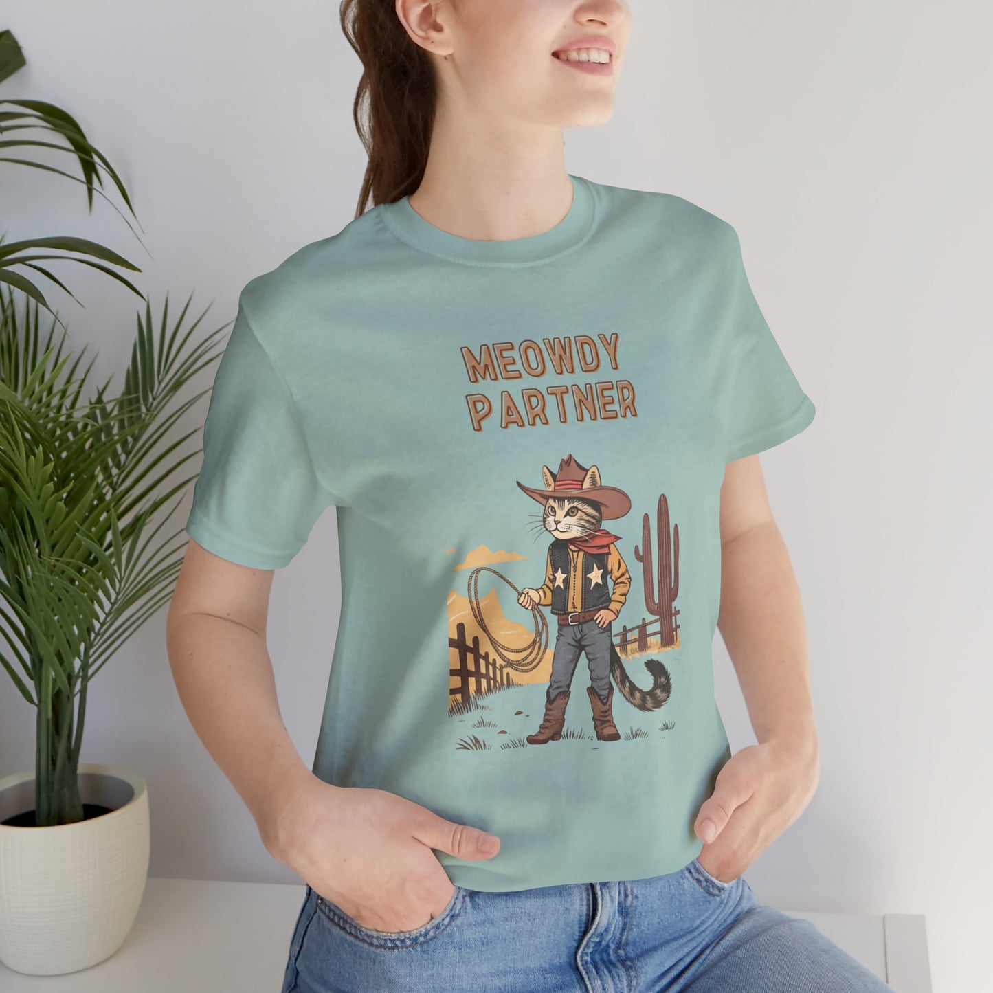 The Meowdy Partner - Cowboy Cat Image T-Shirt - furevermama