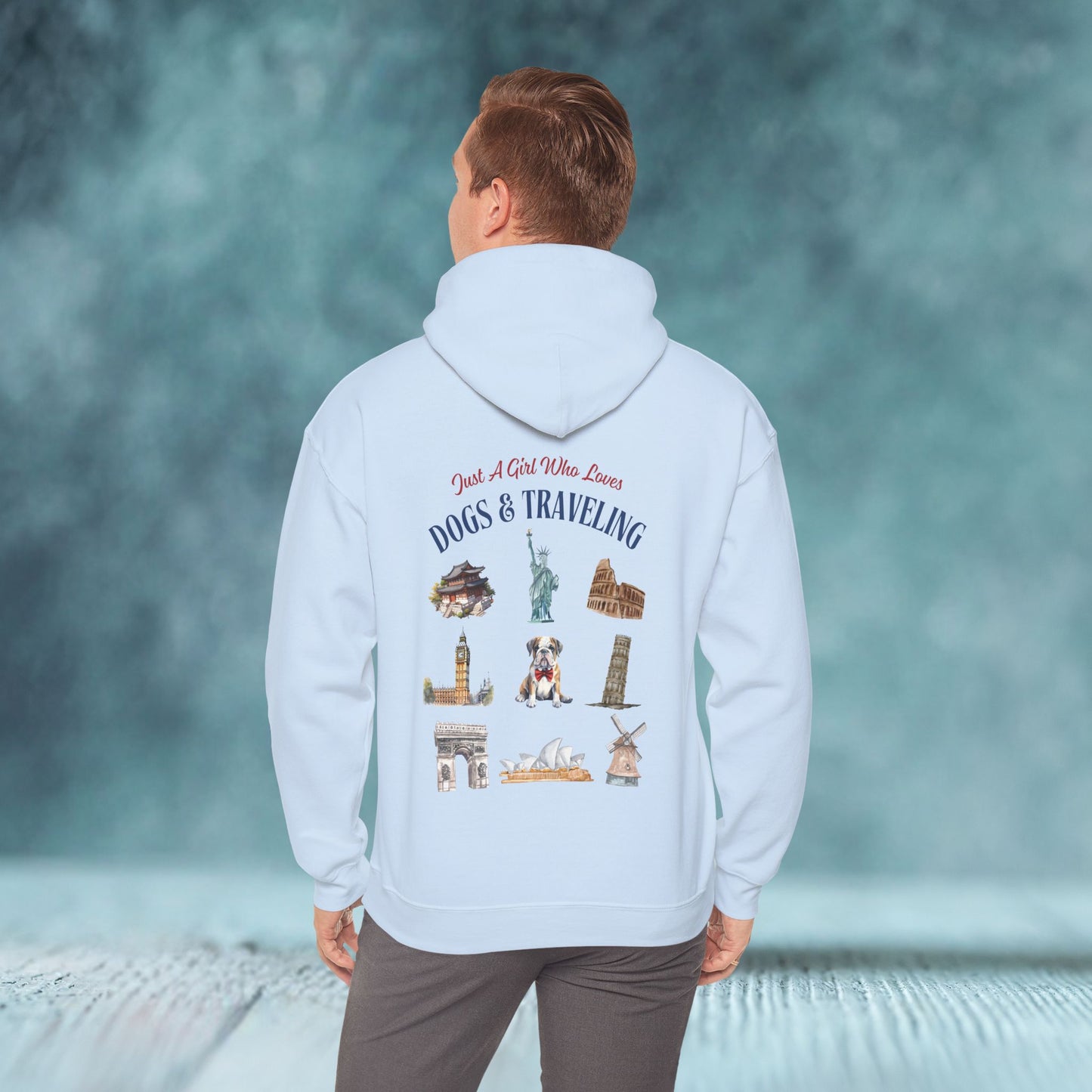(Custom) Just A Girl Who Loves Dogs and Traveling Unisex Hoodie - Custom Text, Front or Back Print, Dogs or Cats - furevermama