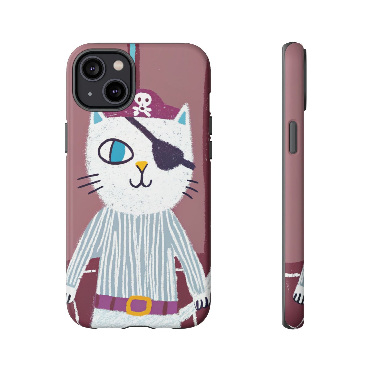 Phone Cases - Hand-Drawn Pirate Cat Design for Cat Lovers