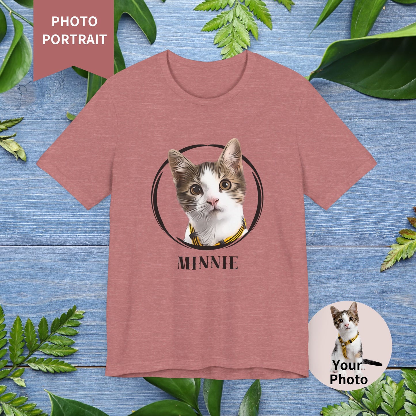 Custom Pet Portrait, Circle Frame Unisex T-Shirt - furevermama