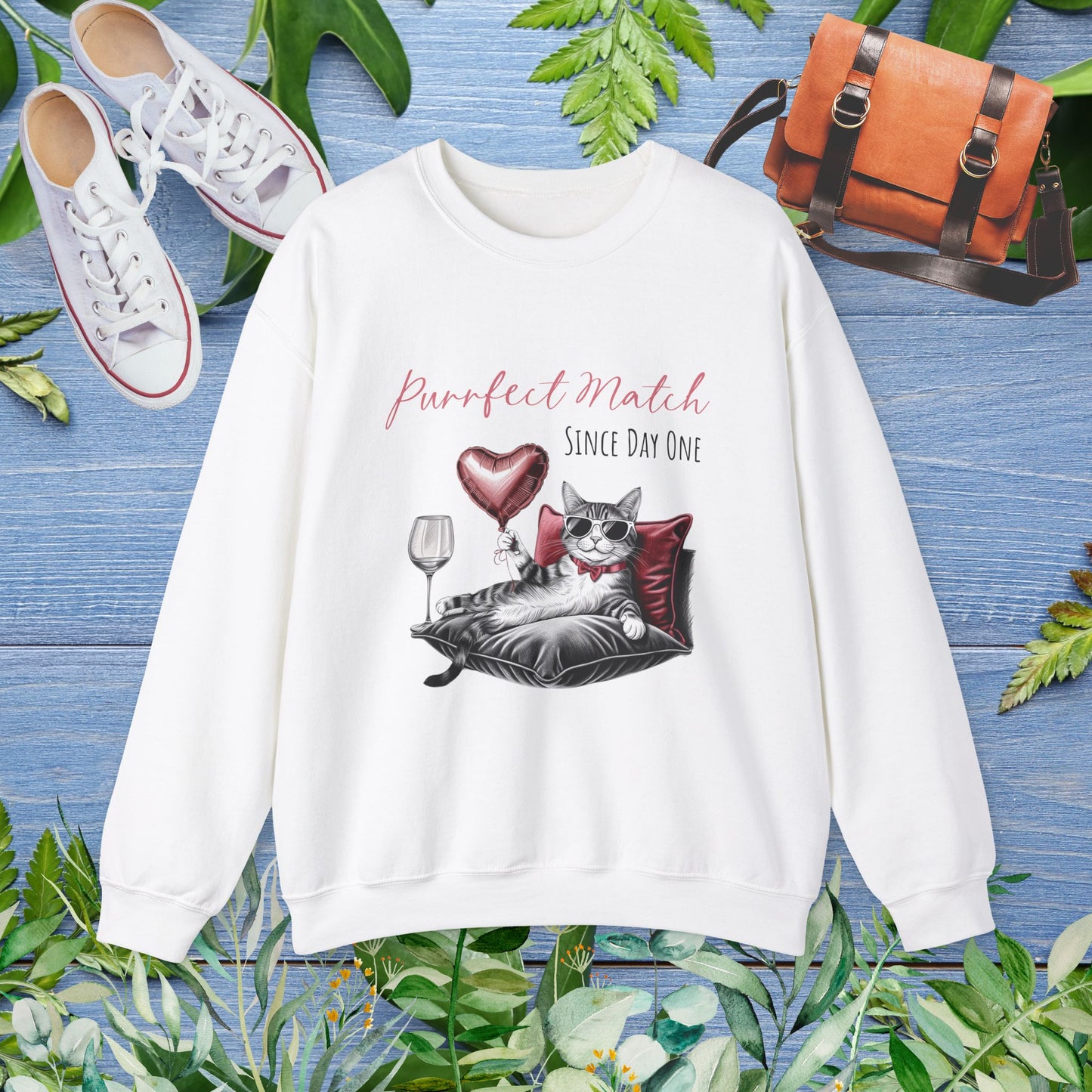 Cat Lover Crewneck Sweatshirt - Purrfect Match Since Day One - furevermama