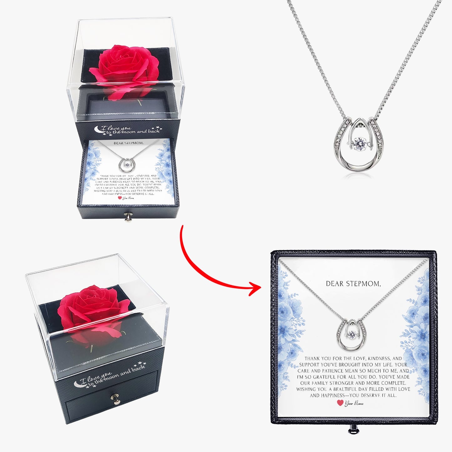 Horseshoe Necklace with Gift Box - To Step Mother - furevermama