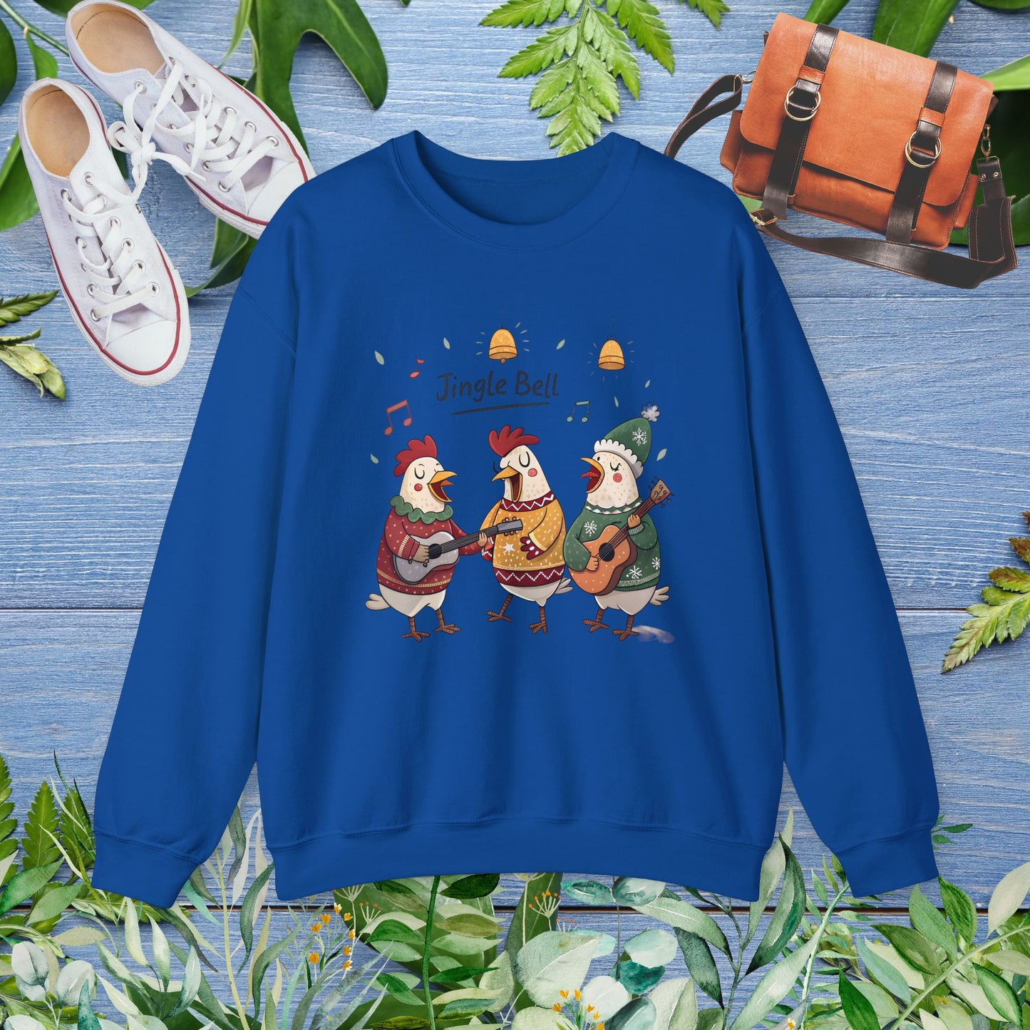 Funny Hens Singing Jingle Bell Crewneck Sweatshirt - furevermama