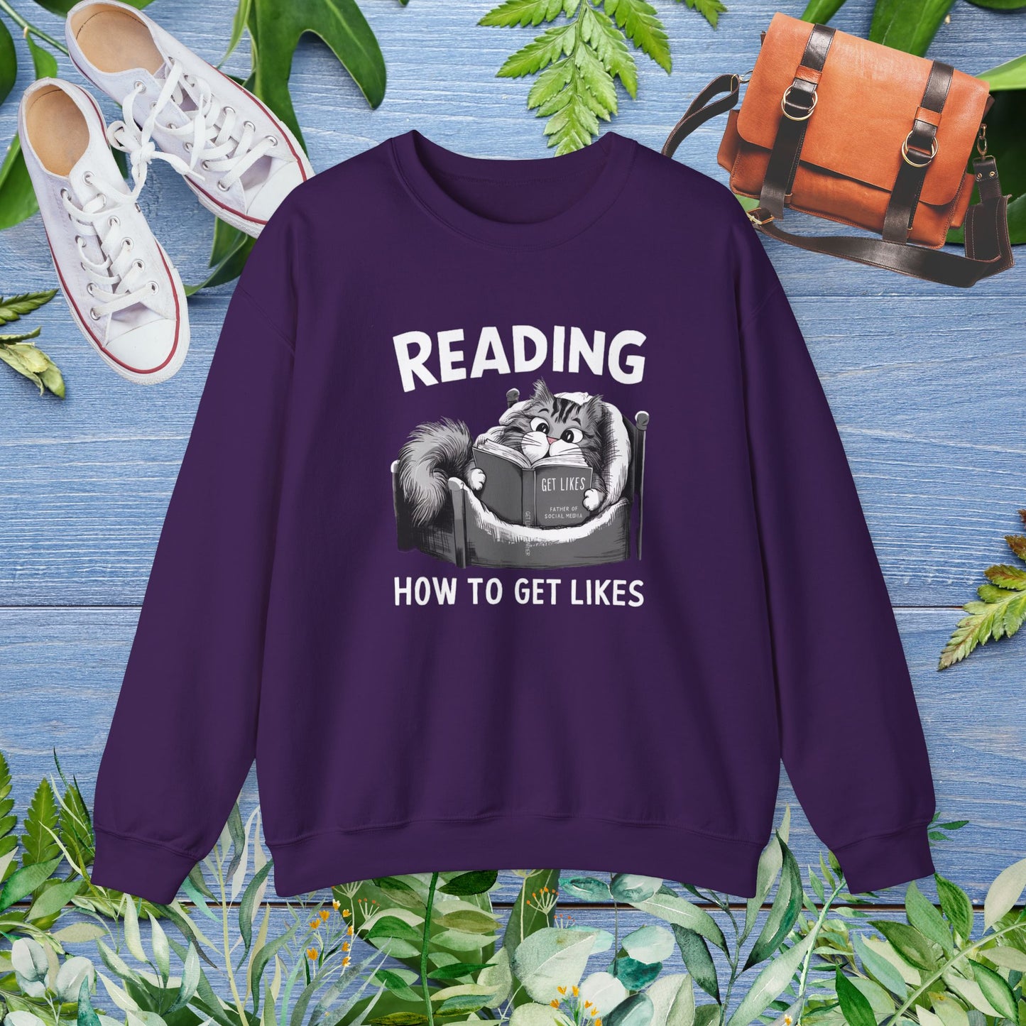 Cat Reading Book 'How to Get Like' Sweatshirt - furevermama