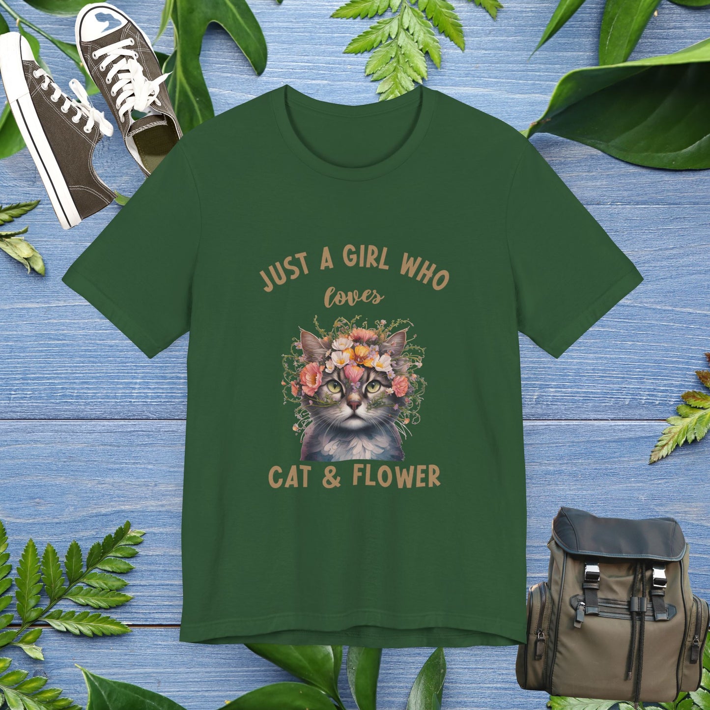 Just A Girl Loves Cat and Flower T-Shirt - furevermama