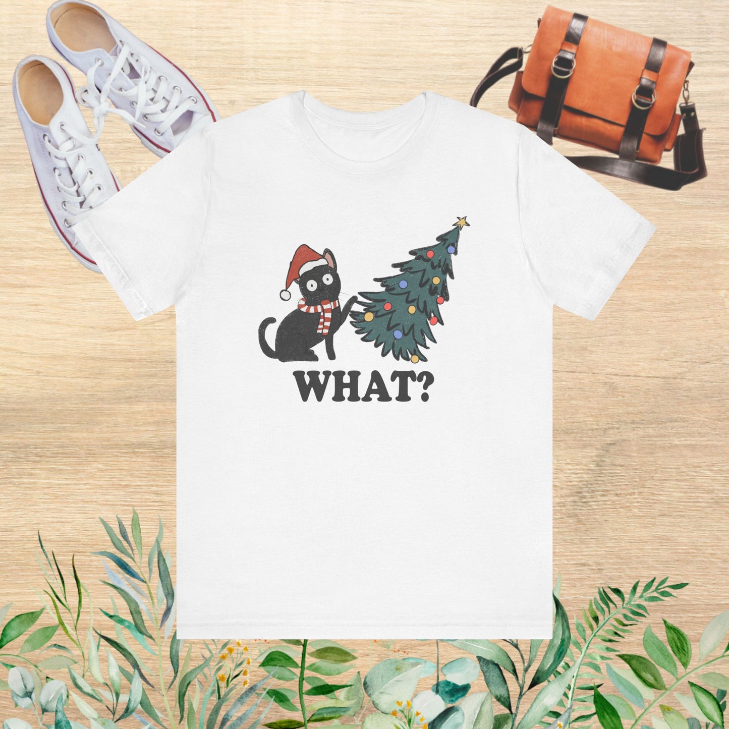 Christmas Tree & Cat Unisex Short Sleeve T-Shirt - furevermama