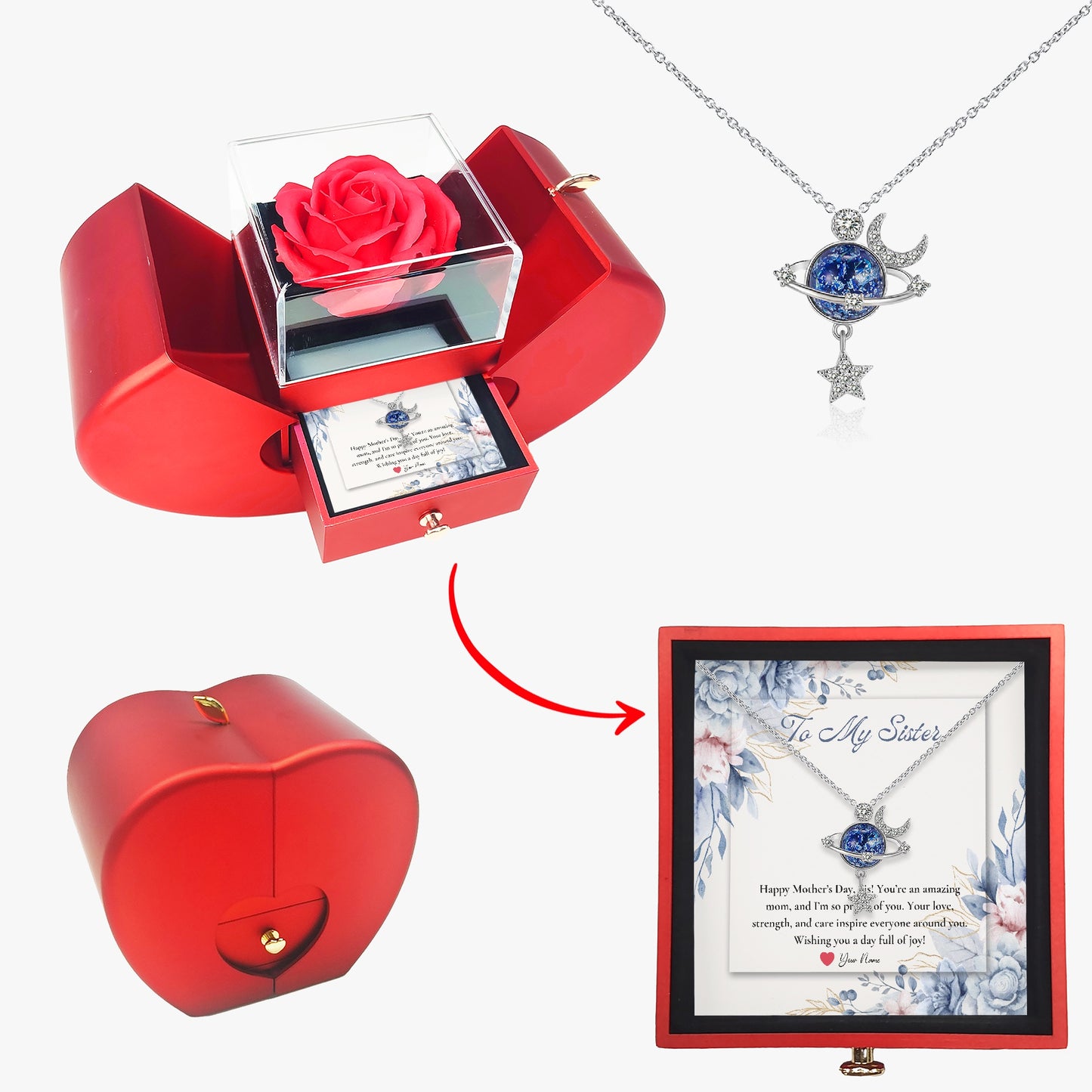 Moon and Star Necklace with Gift Box - For Sister - furevermama