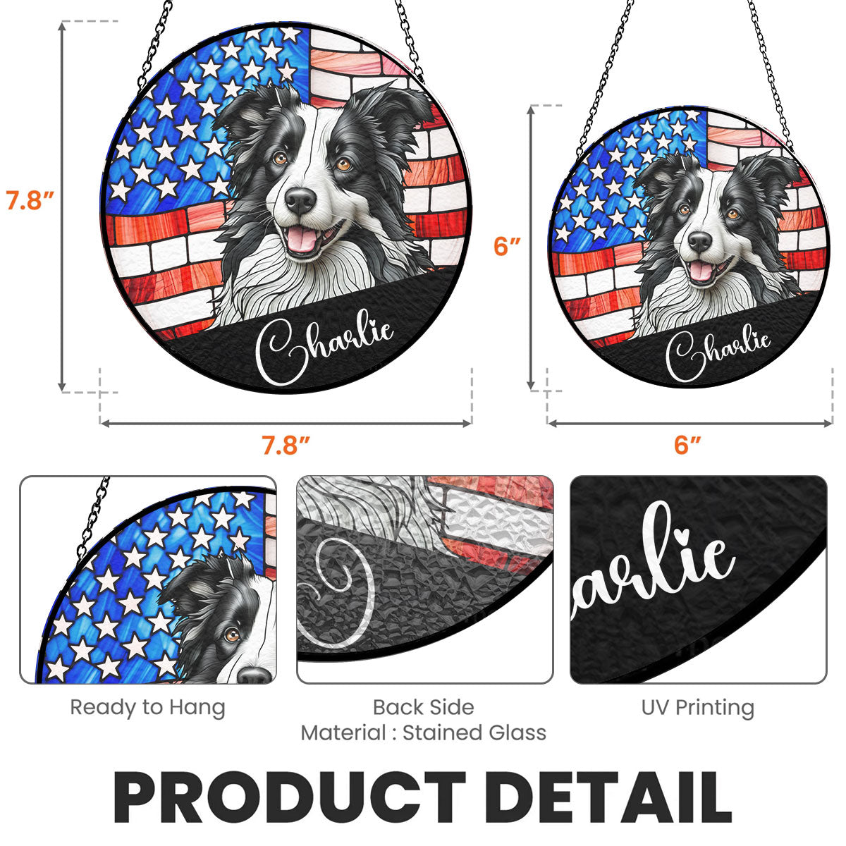 Personalized Window Hanging Suncatcher - From Your Pet's Photo To Portrait With USA Background - furevermama