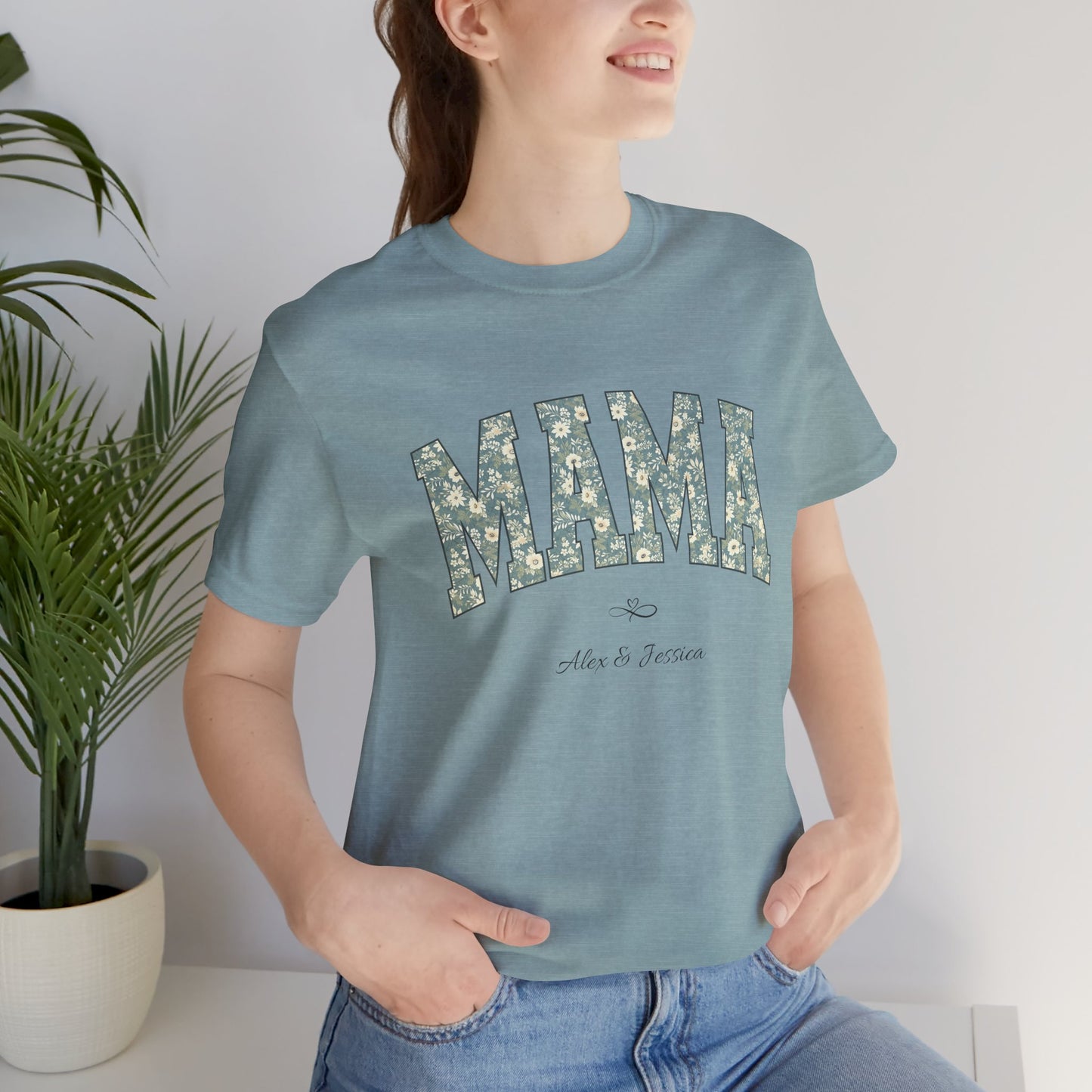Mama Loved By Personalised Names T-Shirt