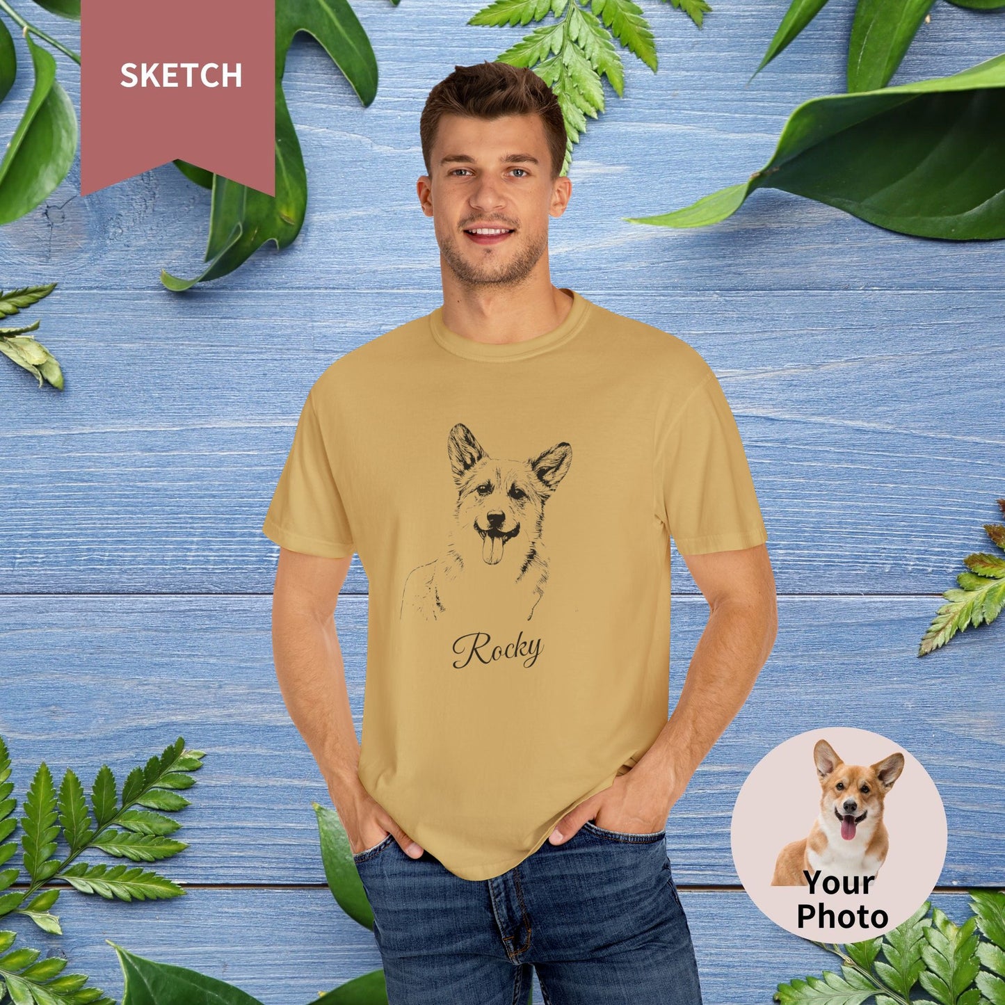 Custom Pet Sketch Unisex T-Shirt - Comfort Color - furevermama