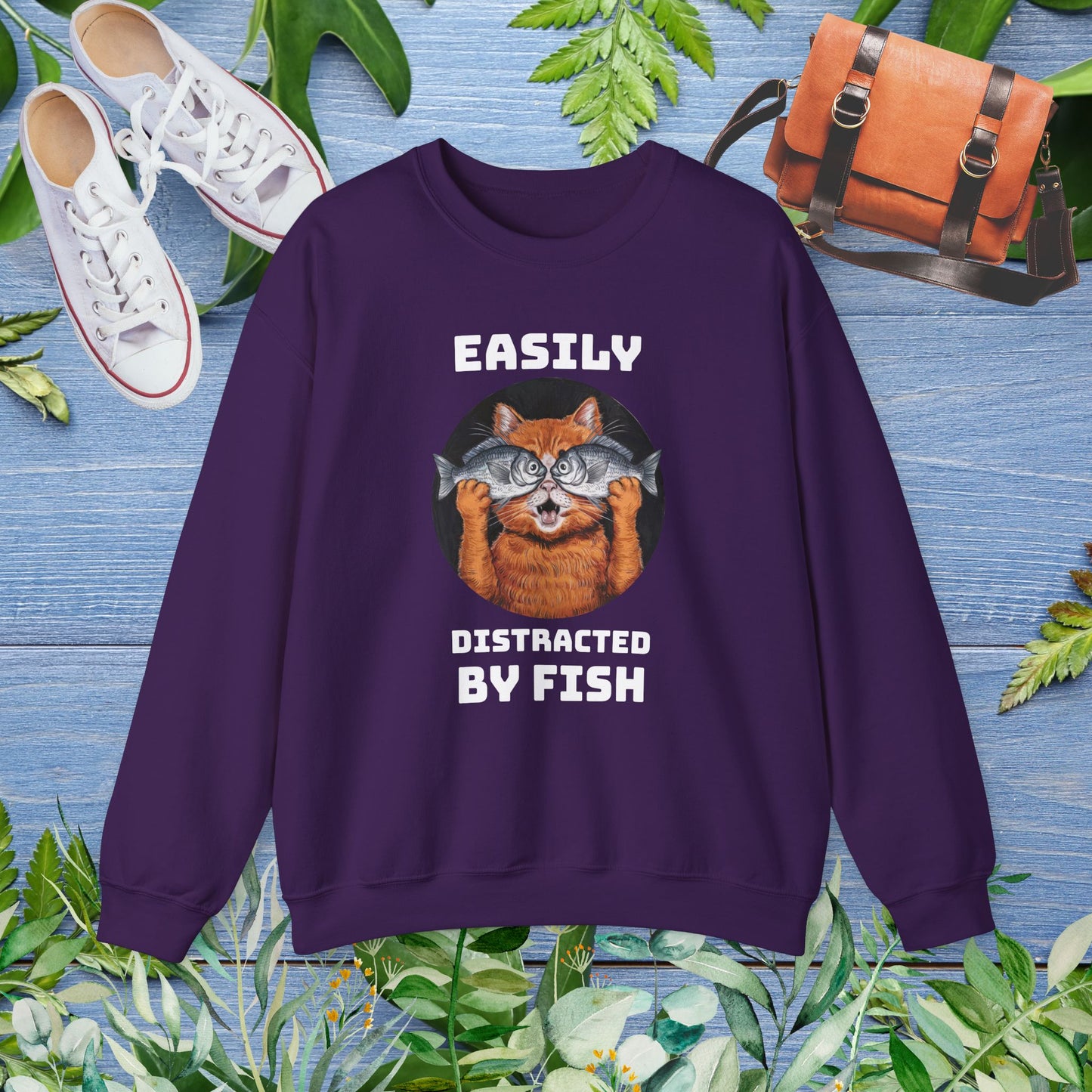 Easily Distracted by Fish, Cat Sweatshirt - furevermama