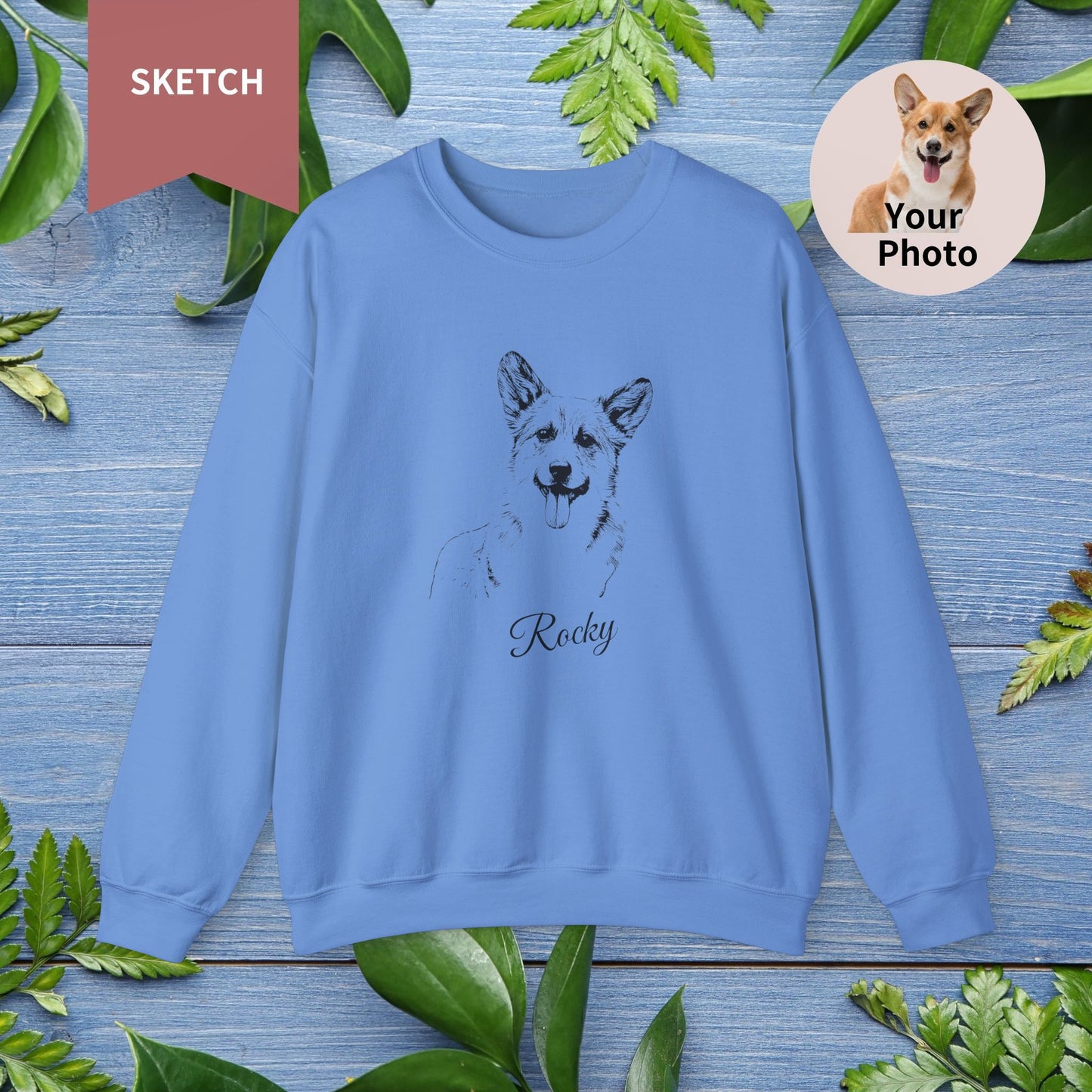 Custom Pet Sketch Crewneck Sweatshirt - furevermama