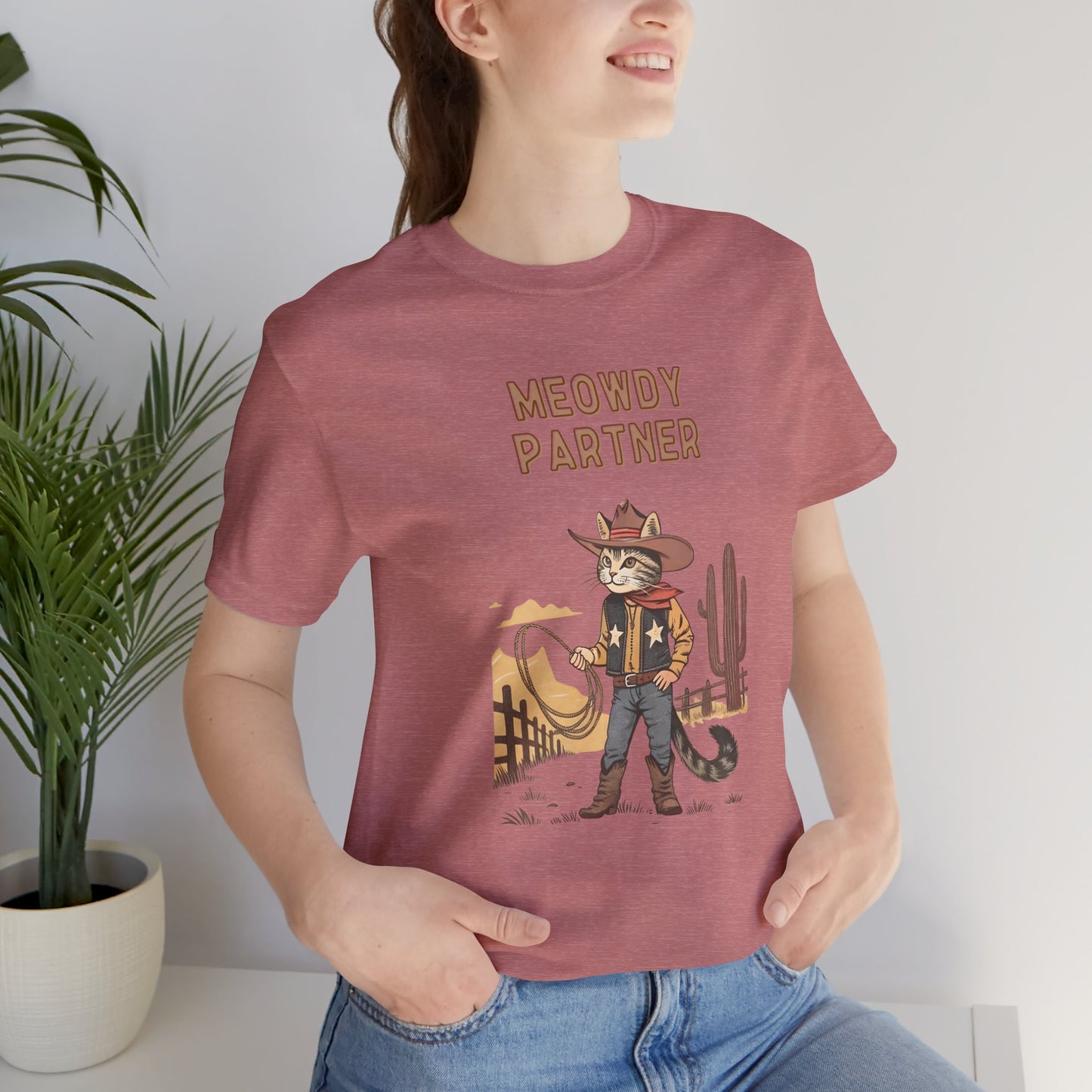 The Meowdy Partner - Cowboy Cat Image T-Shirt - furevermama