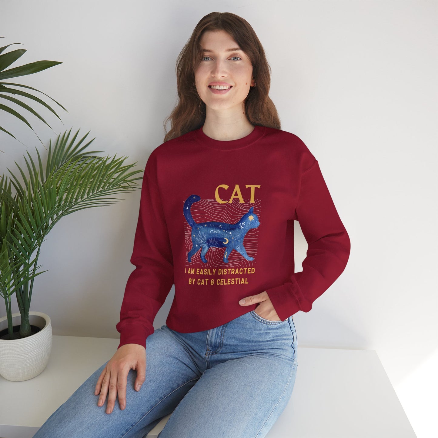 Cat and Celestial Crewneck Sweatshirt - furevermama