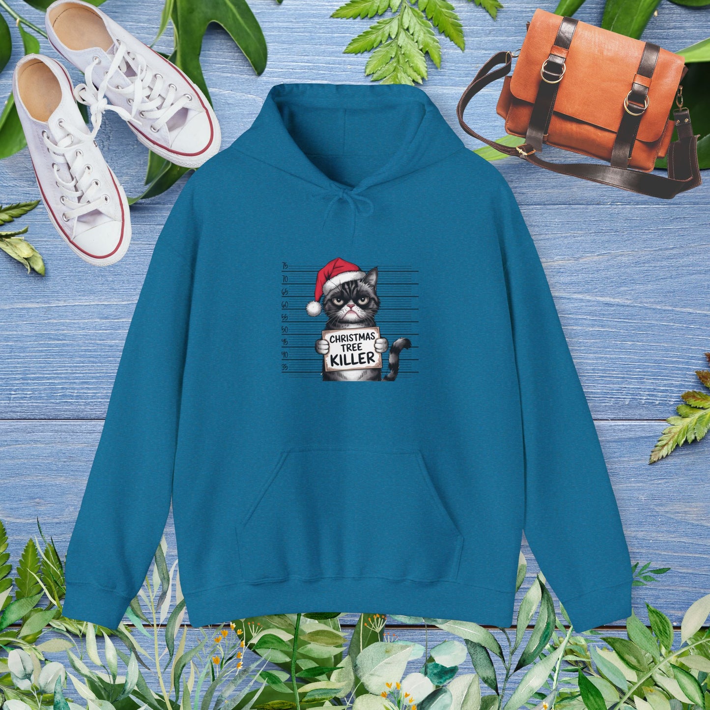 Christmas Tree Killer, Cat Unisex Hoodie - furevermama