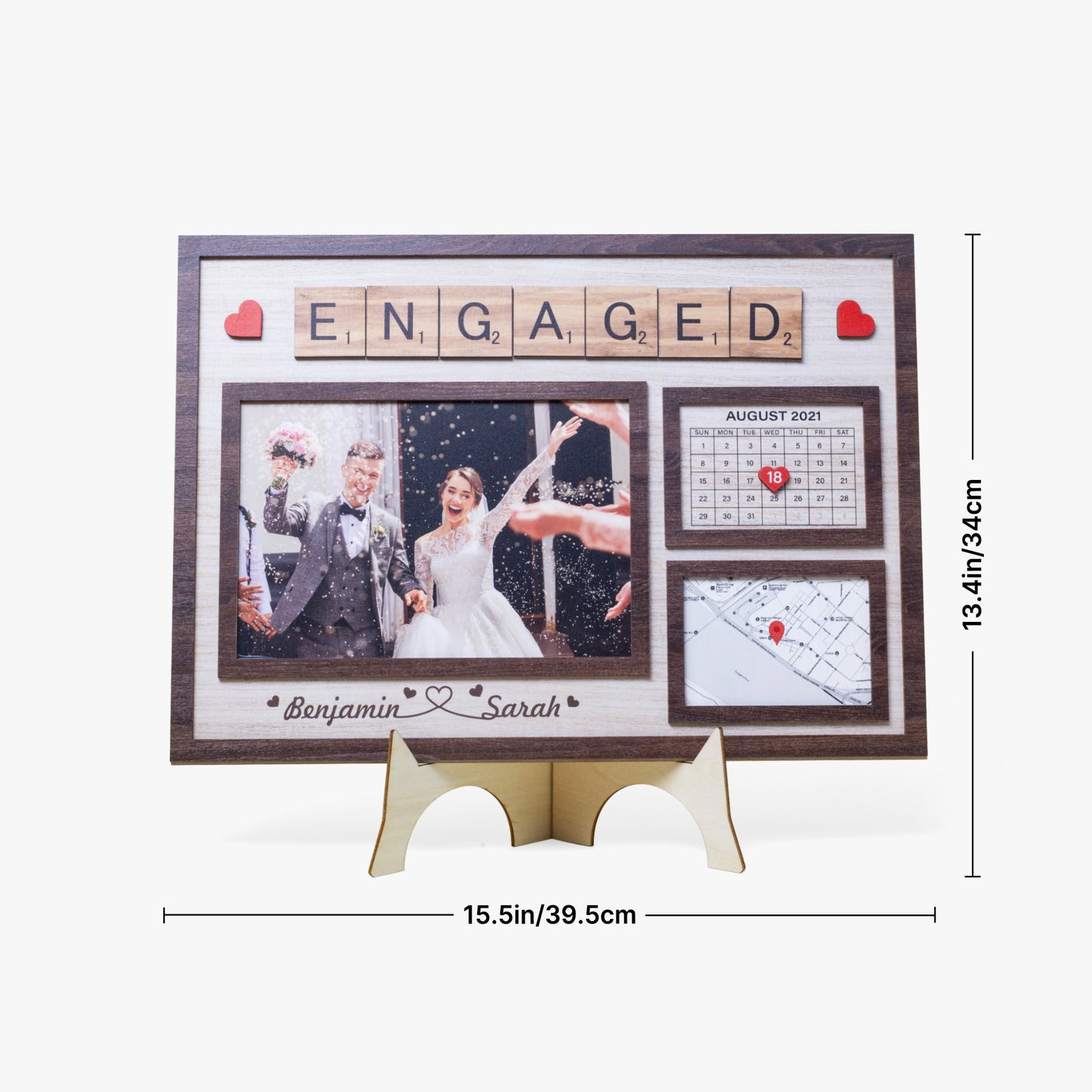 Wooden Photo Frame - Personalised Engagement Gift - furevermama