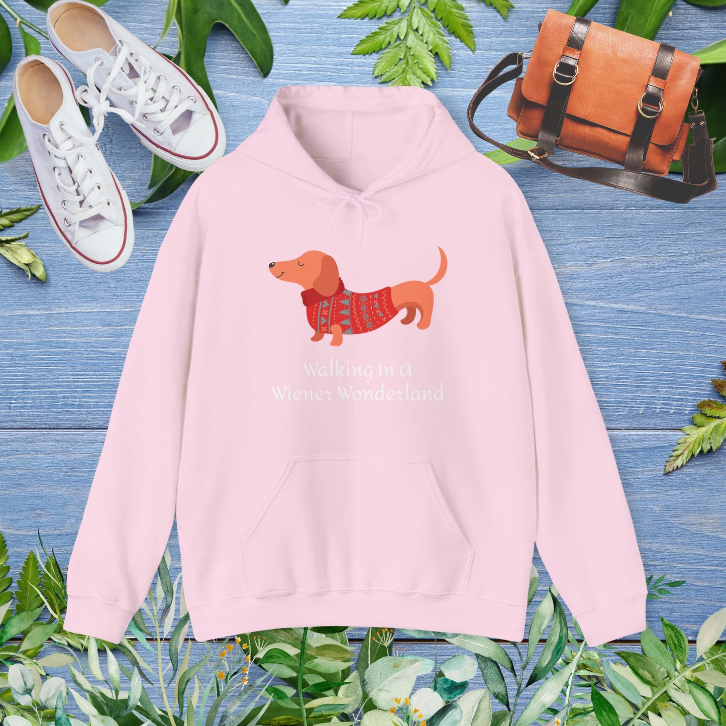 Dachshund Hoodie - Walking In A Wiener Wonderland - Unisex - furevermama