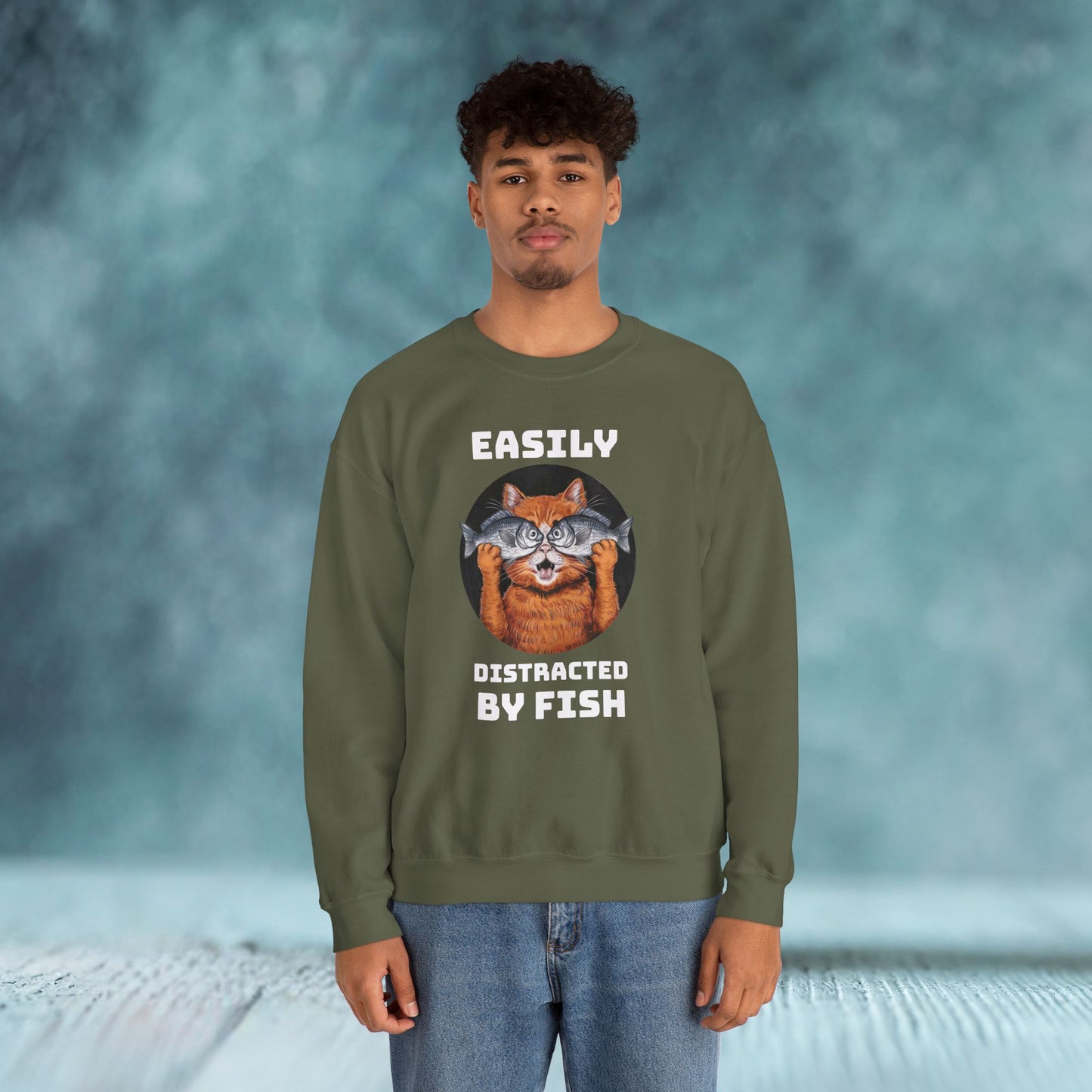 Easily Distracted by Fish, Cat Sweatshirt - furevermama