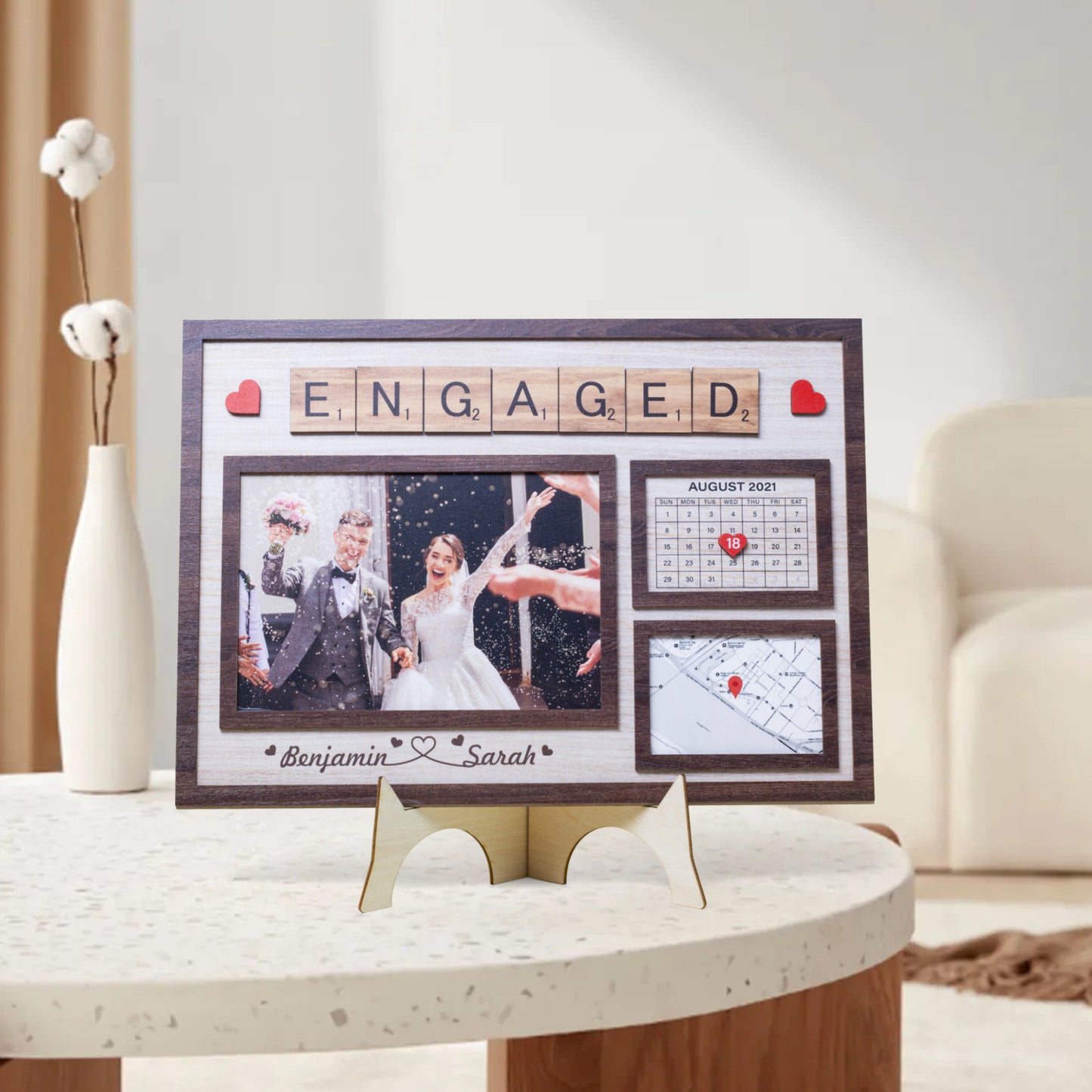 Wooden Photo Frame - Personalised Engagement Gift - furevermama